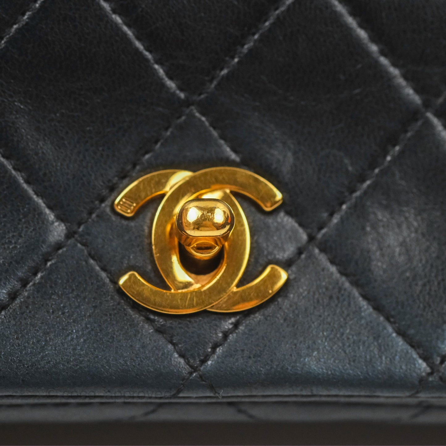 Chanel Vintage Mini Single Full Flap Bag Black Lambskin 24K Gold Hardware