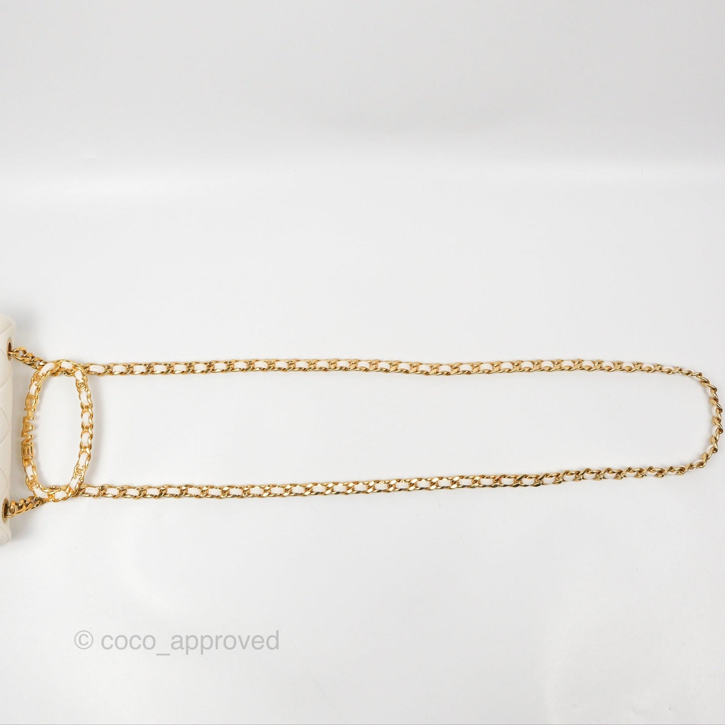 Chanel Quilted Flap Bag With Chanel Logo Top Handle White Calfskin Gold Hardware