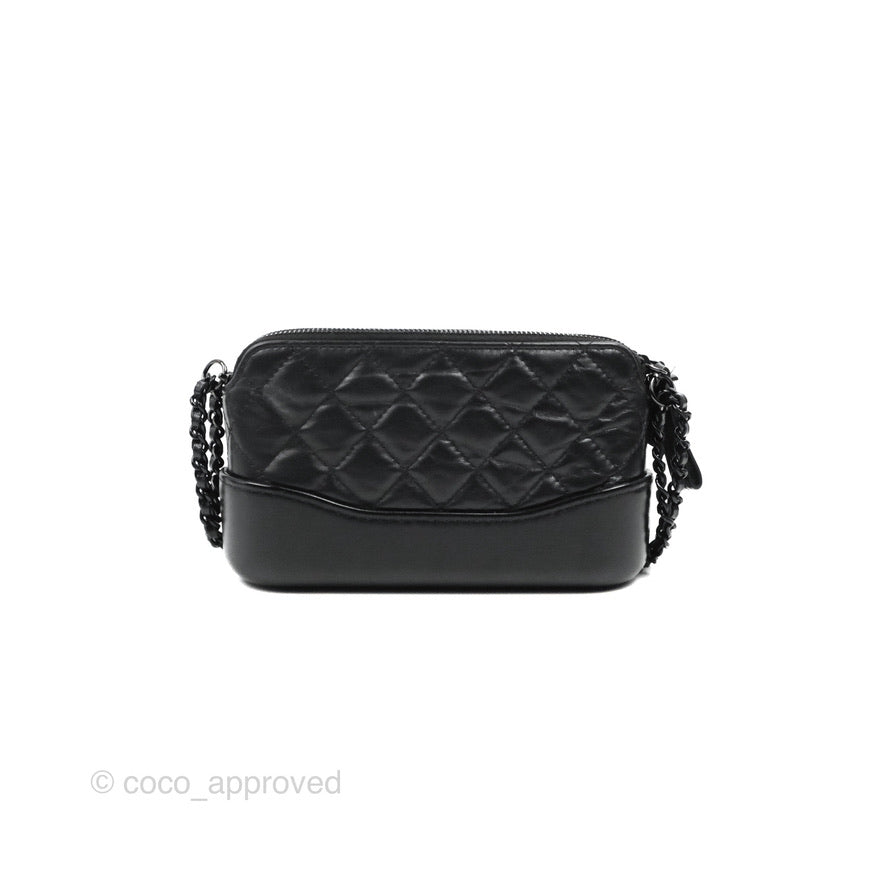 Chanel Gabrielle Clutch With Chain Aged Calfskin So Black