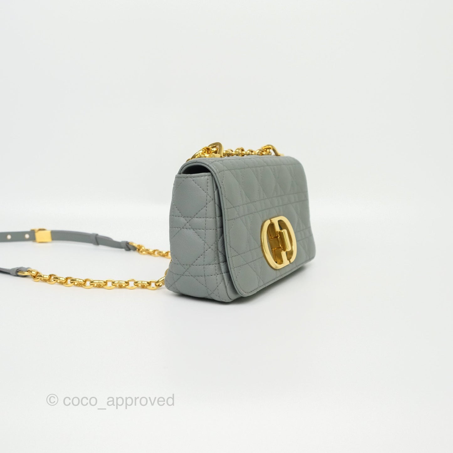 Dior Small Caro Bag Grey Supple Cannage Calfskin