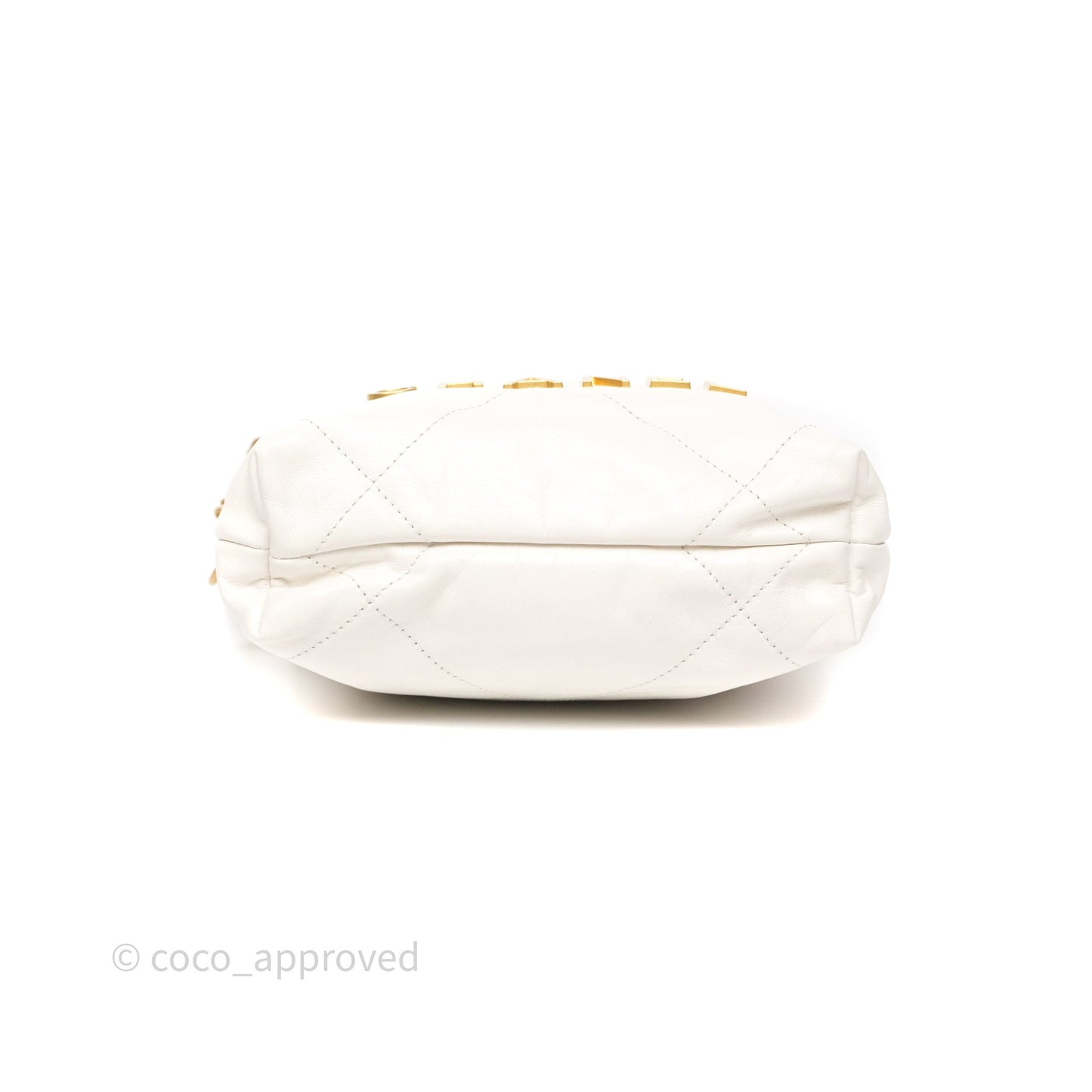 Chanel 22 Mini Bag White Calfskin Aged Gold Hardware