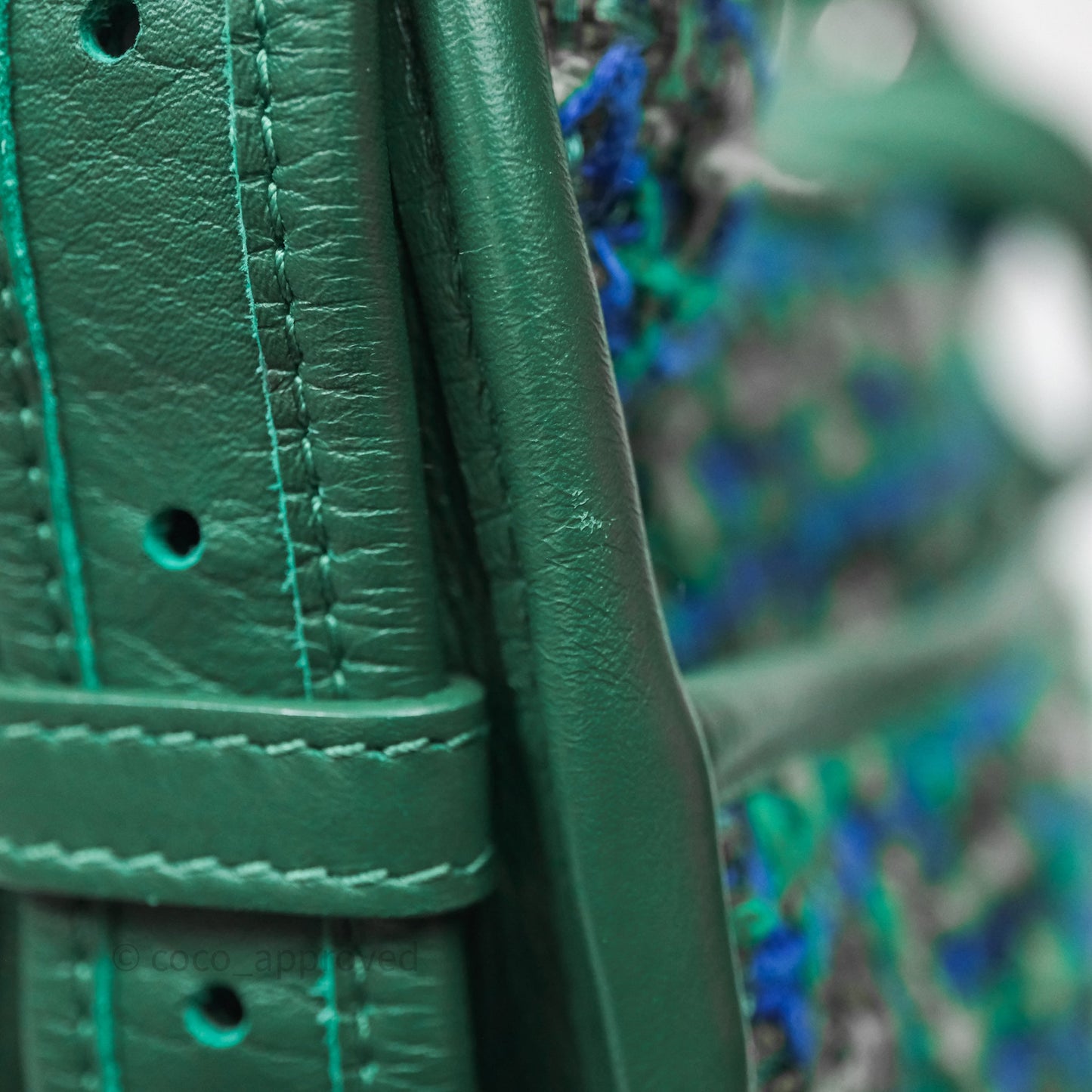 Chanel Tweed Jungle Stroll Hobo Bag Green Silver Hardware