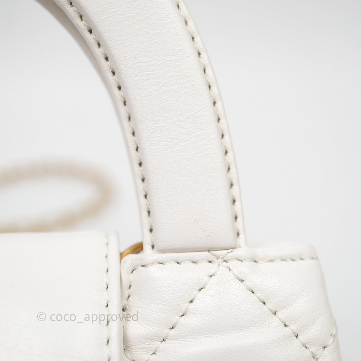 Chanel Kelly Bag Quilted White Lambskin Aged Gold Hardware