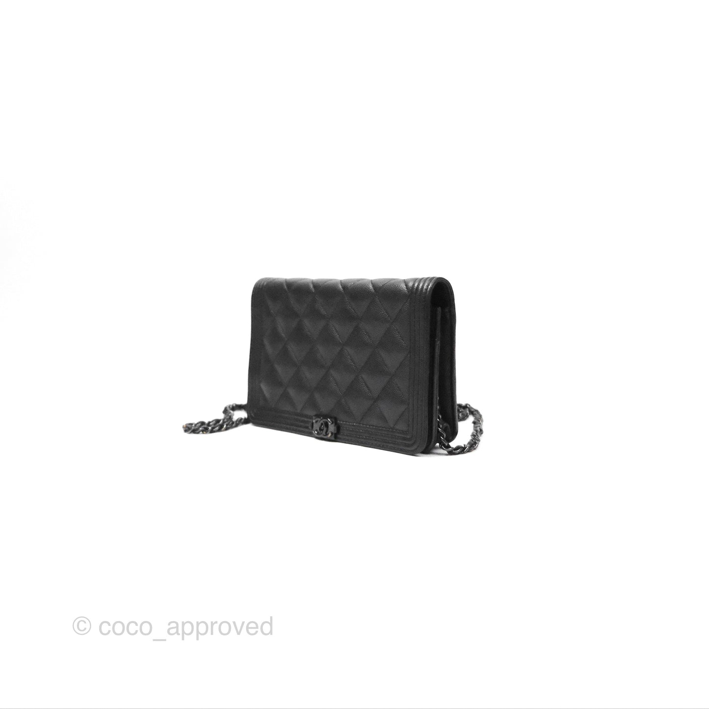 Chanel Quilted Boy Wallet on Chain WOC So Black Caviar