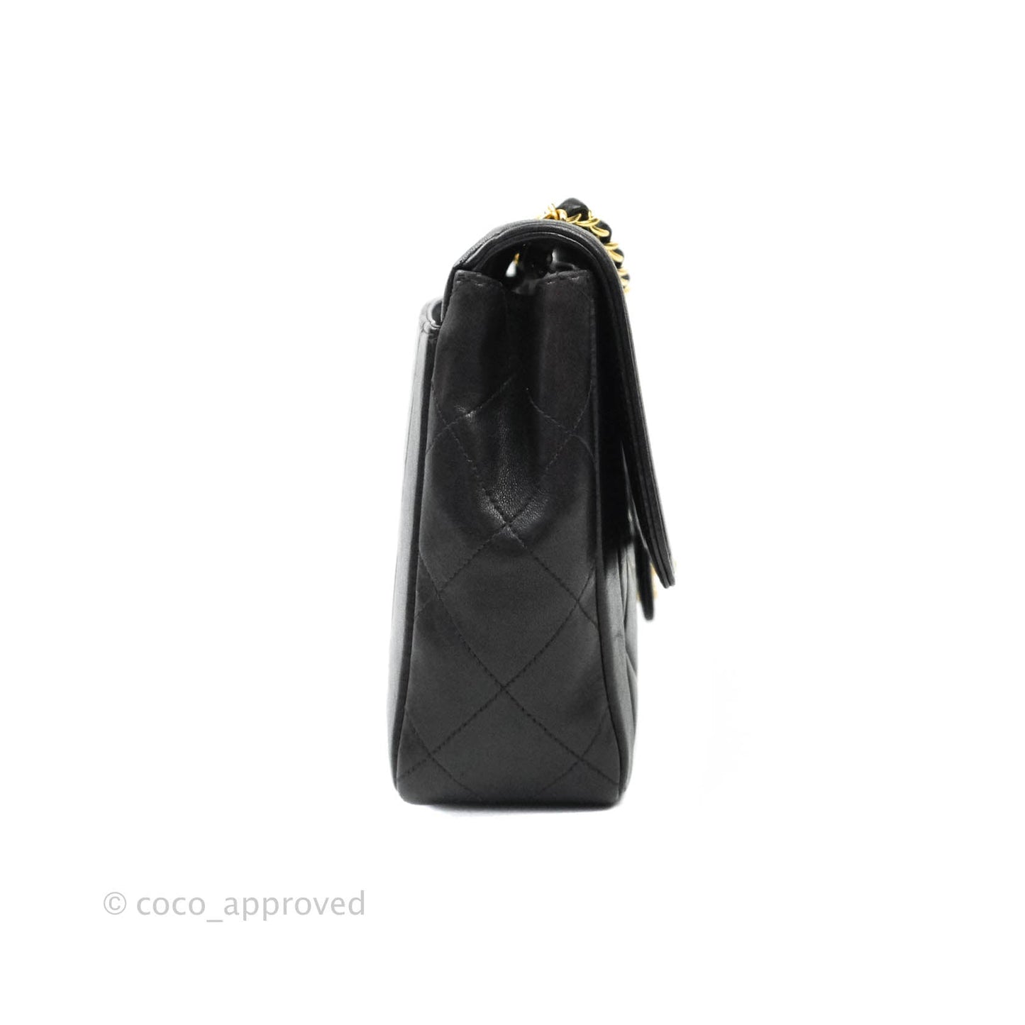 Chanel Vintage Quilted Medium Flap Bag Black Lambskin 24K Gold Hardware