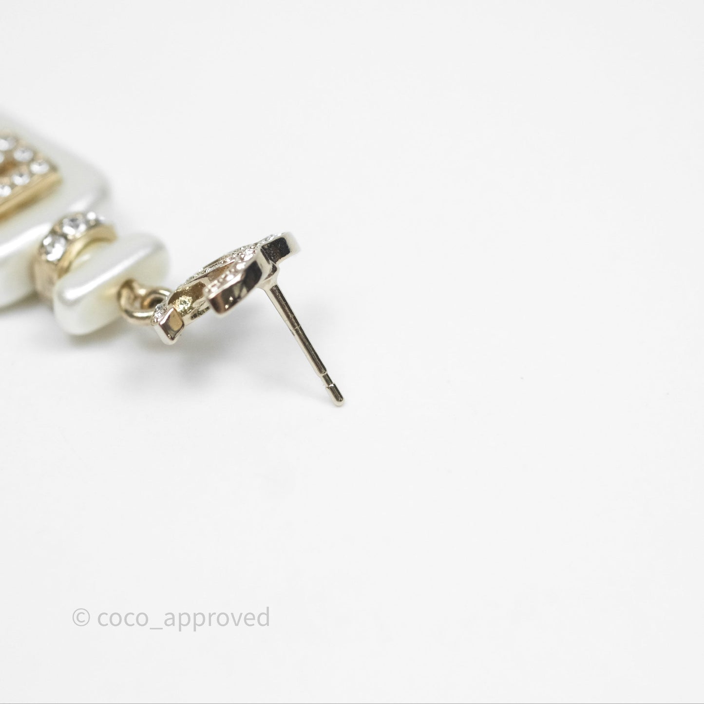 Chanel Crystal CC No5 Perfume Bottle Drop Earrings Gold Tone 22S