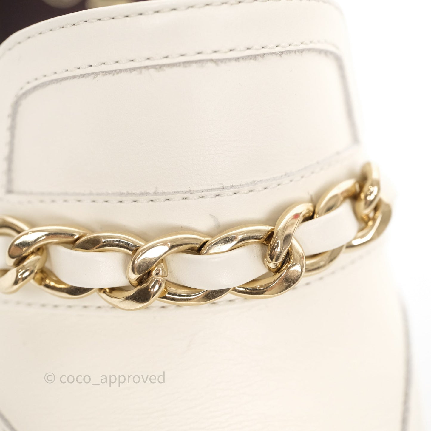 Chanel Chain White Calfskin Loafers Size 36