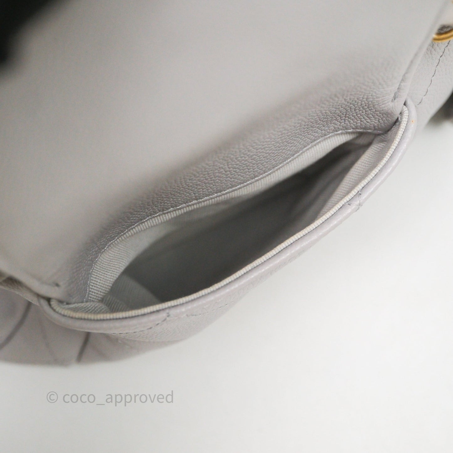 Chanel Double Pocket Hobo Bag Grey Caviar Aged Gold Hardware