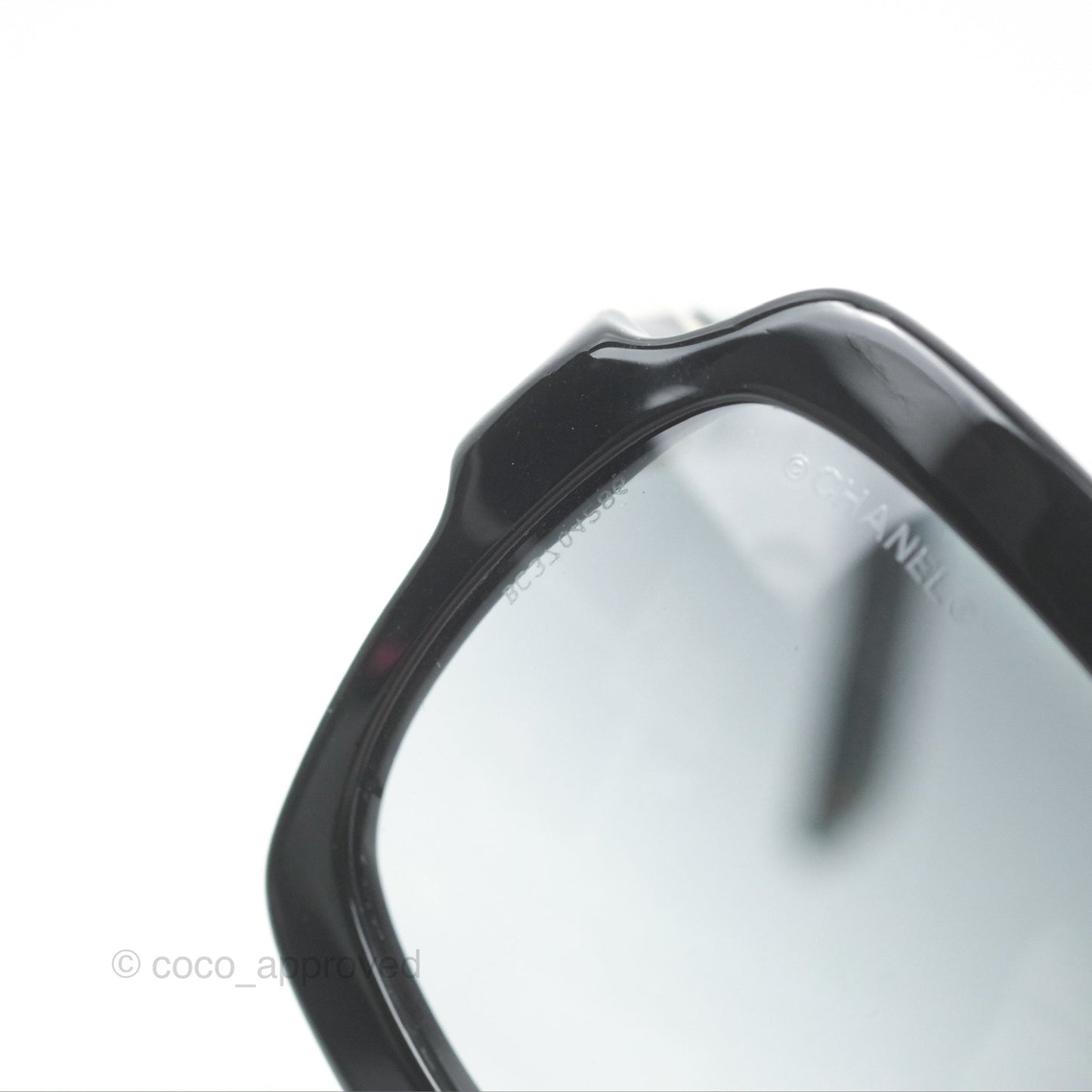 Chanel Acetate Strass Square Pearl Sunglasses Black