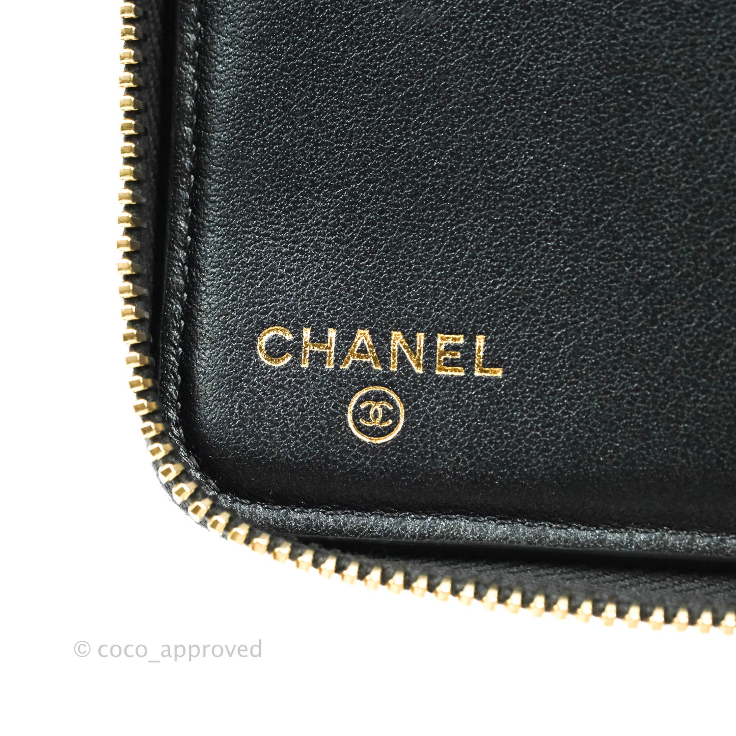 Chanel Quilted Zip Around Travel Wallet Iridescent Black Caviar Gold Hardware 19S