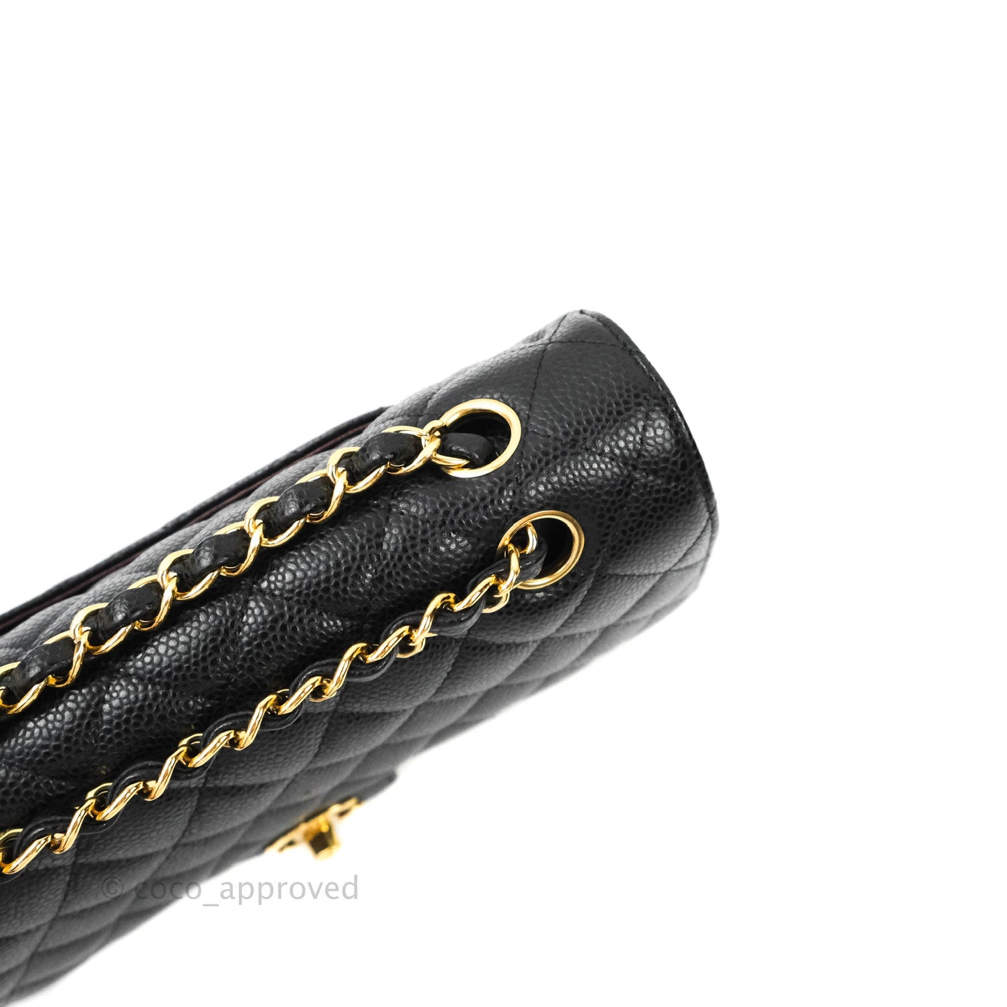 Chanel Quilted M/L Medium Double Flap Black Caviar Gold Hardware