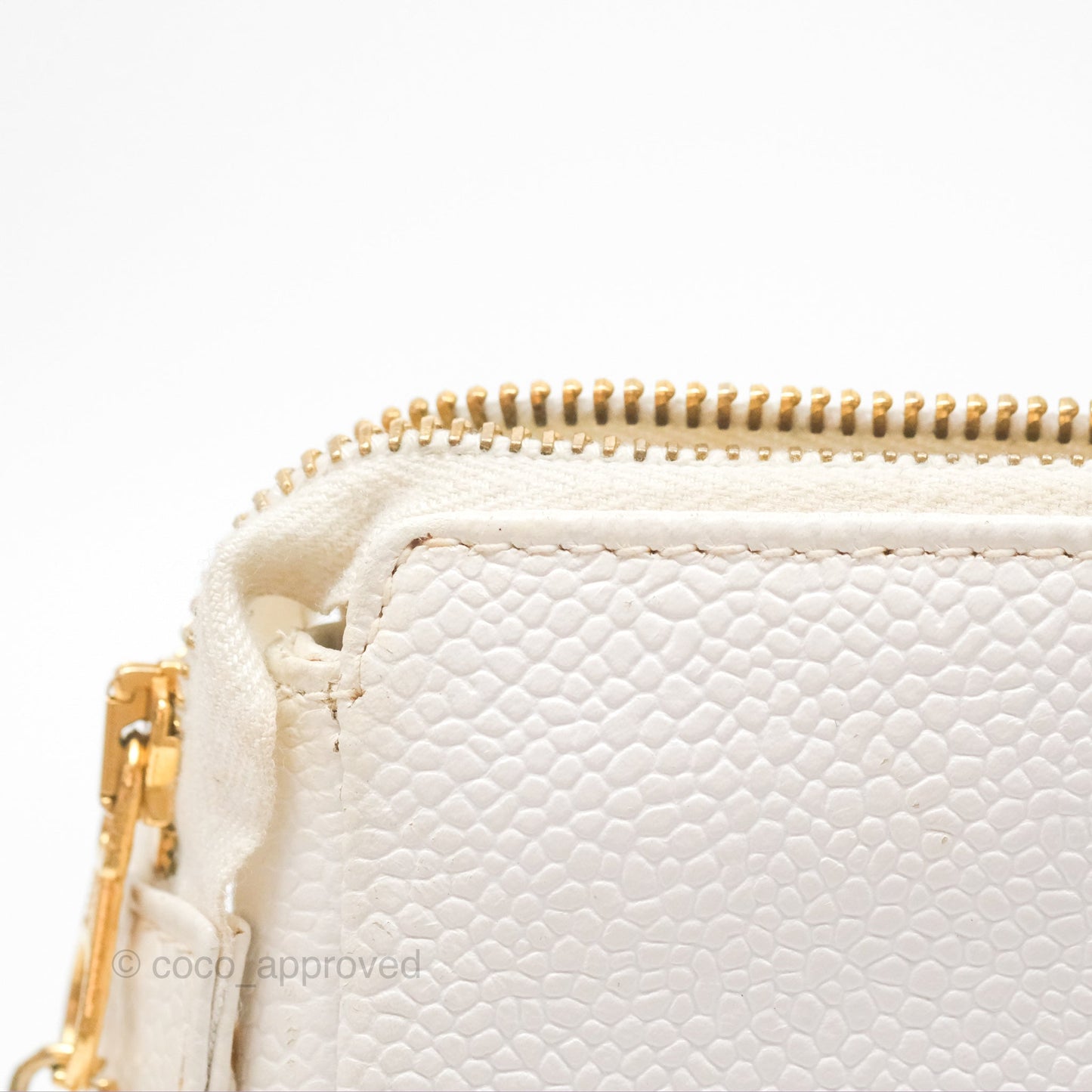 Chanel Vintage CC Clutch White Caviar Gold Hardware