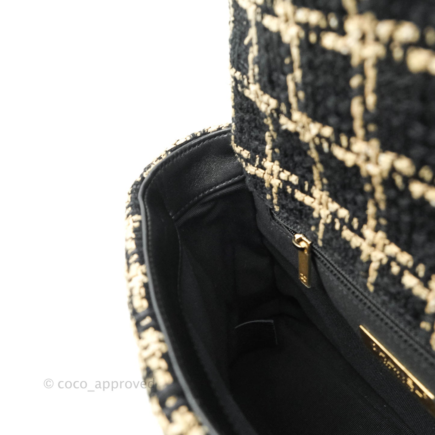 Chanel 19 Small Tweed Black Beige Mixed Hardware