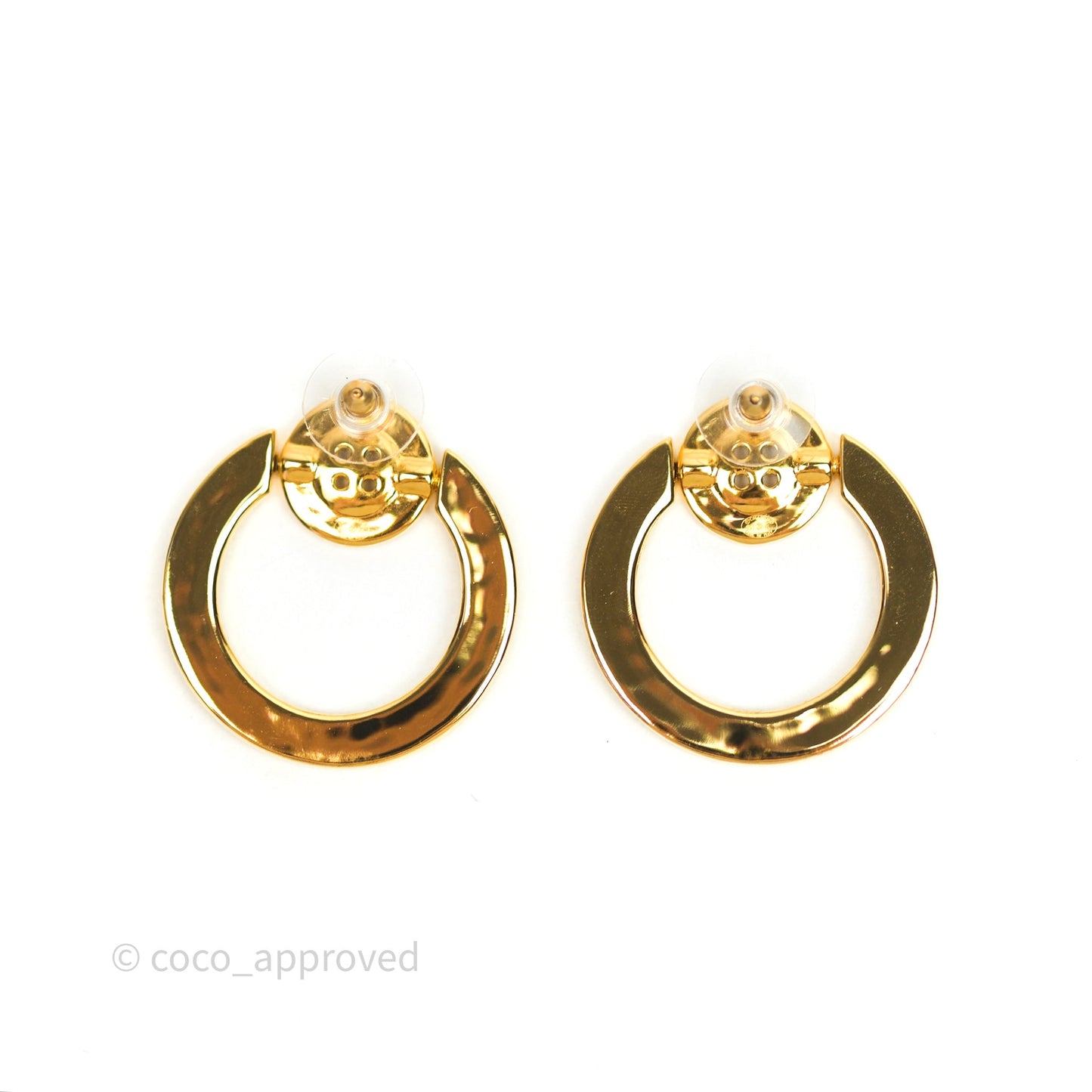 Chanel CC Round Earrings Gold Tone 20A