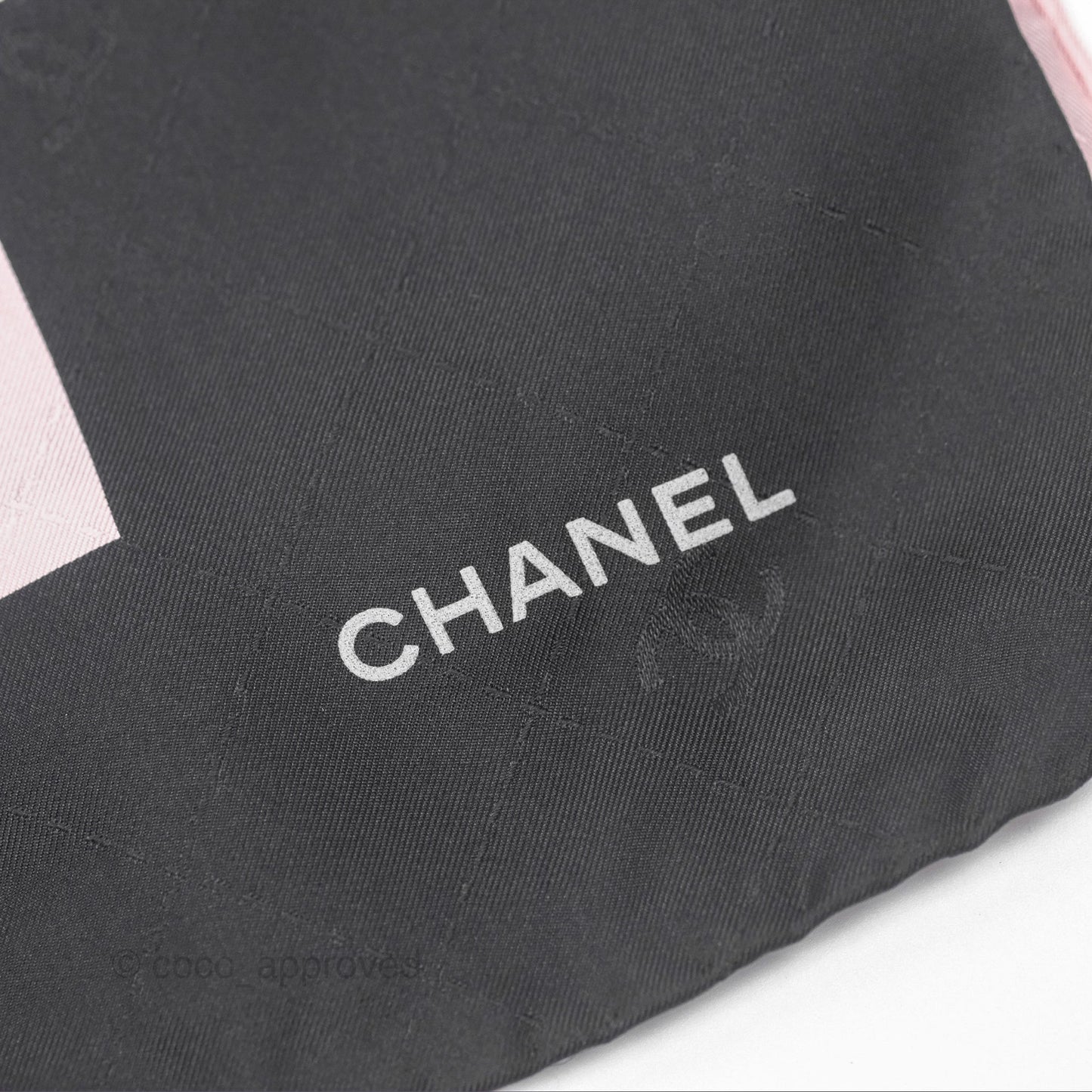 Chanel Logo Black/Pink Silk Scarf 90