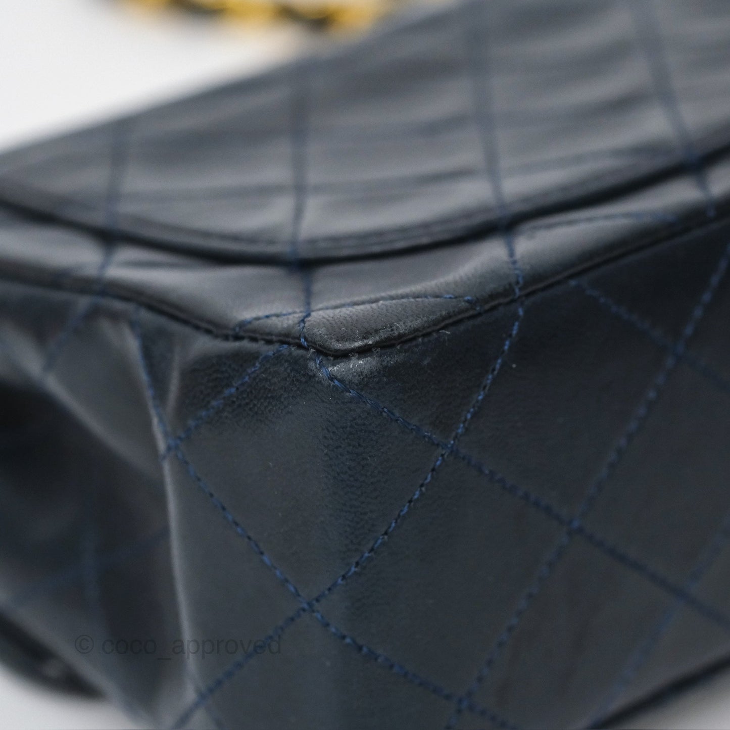 Chanel Vintage Mini Square Navy Lambskin 24K Gold Hardware