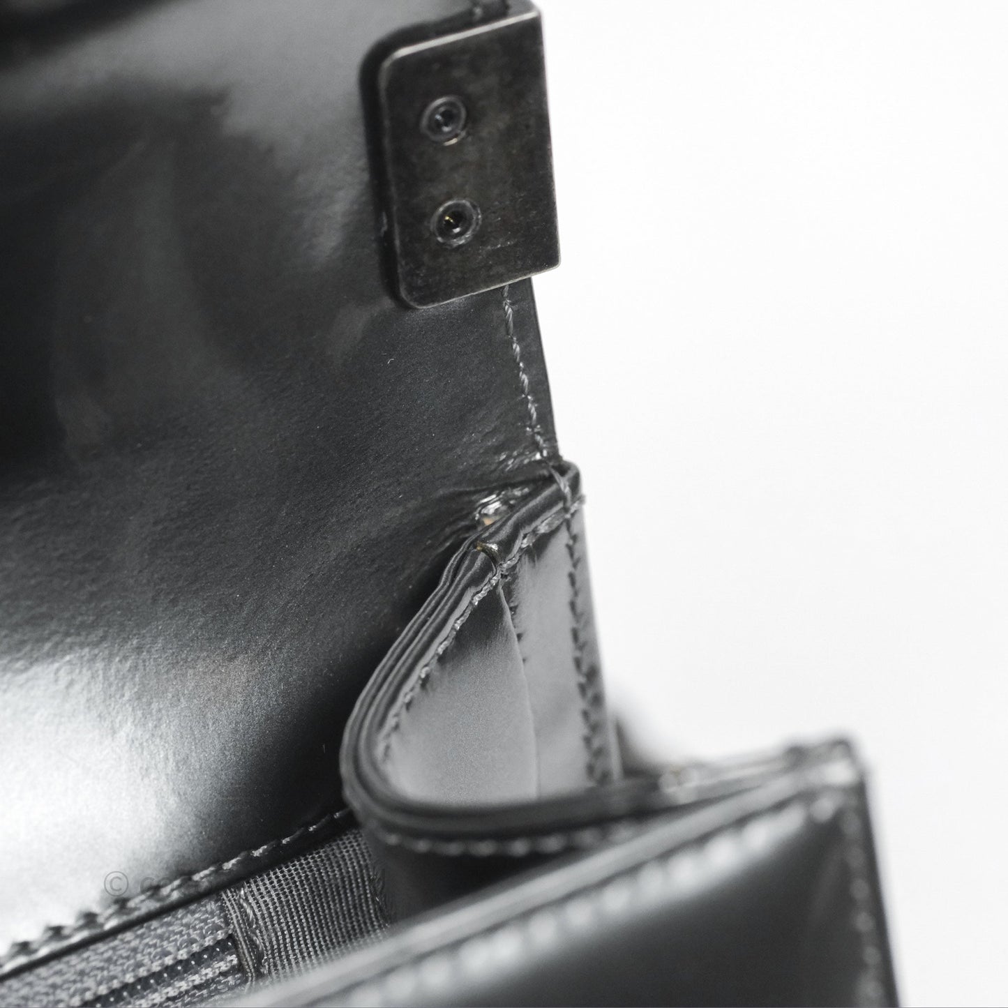 Chanel Medium Boy Metallic Dark Grey Iridescent Glazed Calfskin Ruthenium Hardware