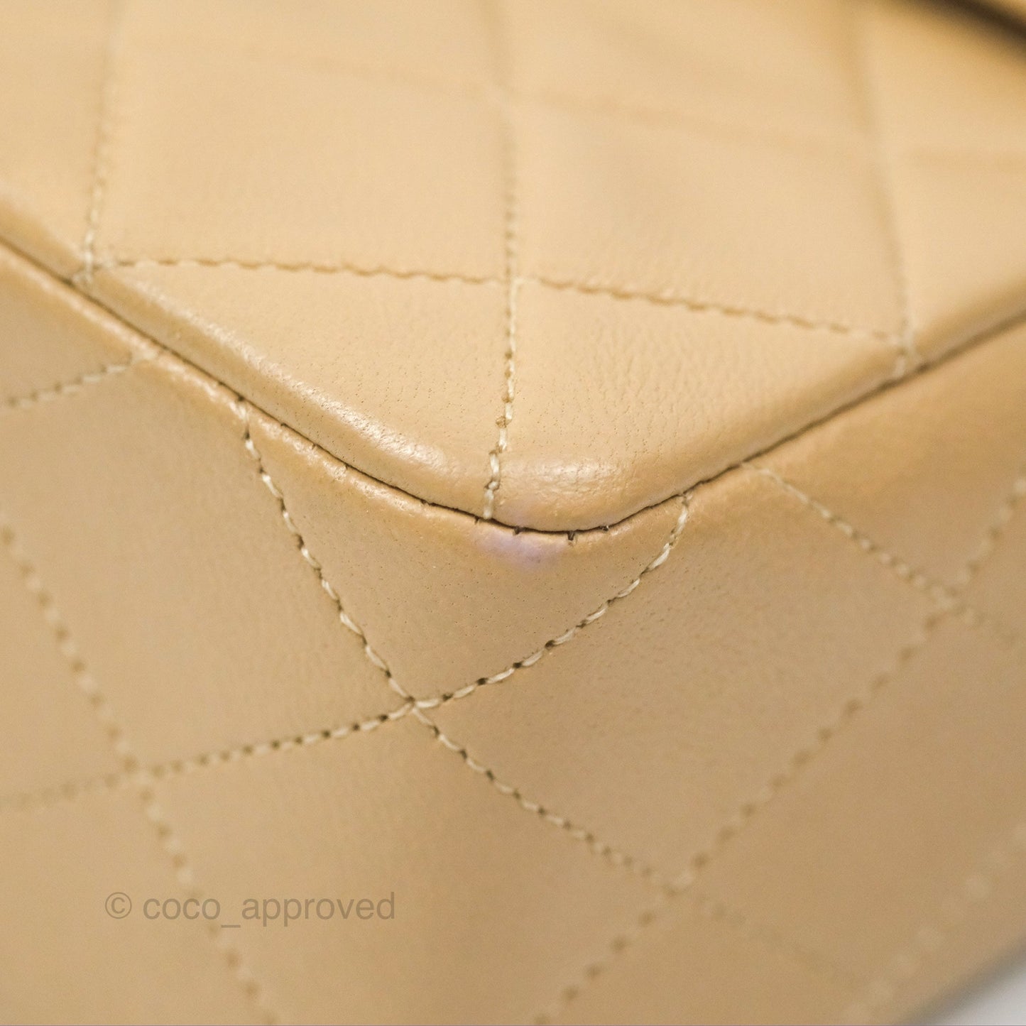 Chanel Vintage Square Flap Bag Beige Lambskin 24K Gold Hardware