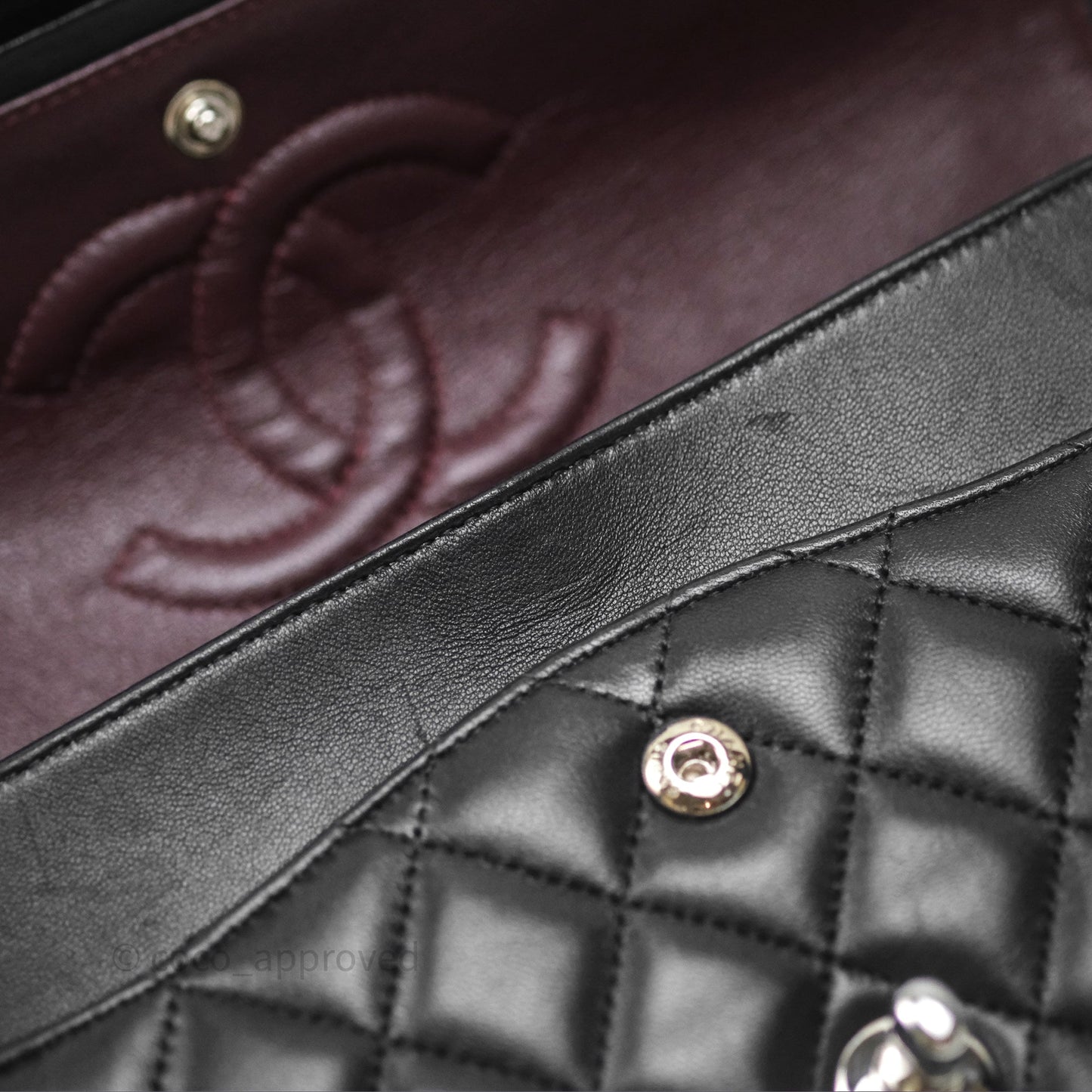 Chanel Classic M/L Medium Flap Quilted Black Lambskin Silver Hardware