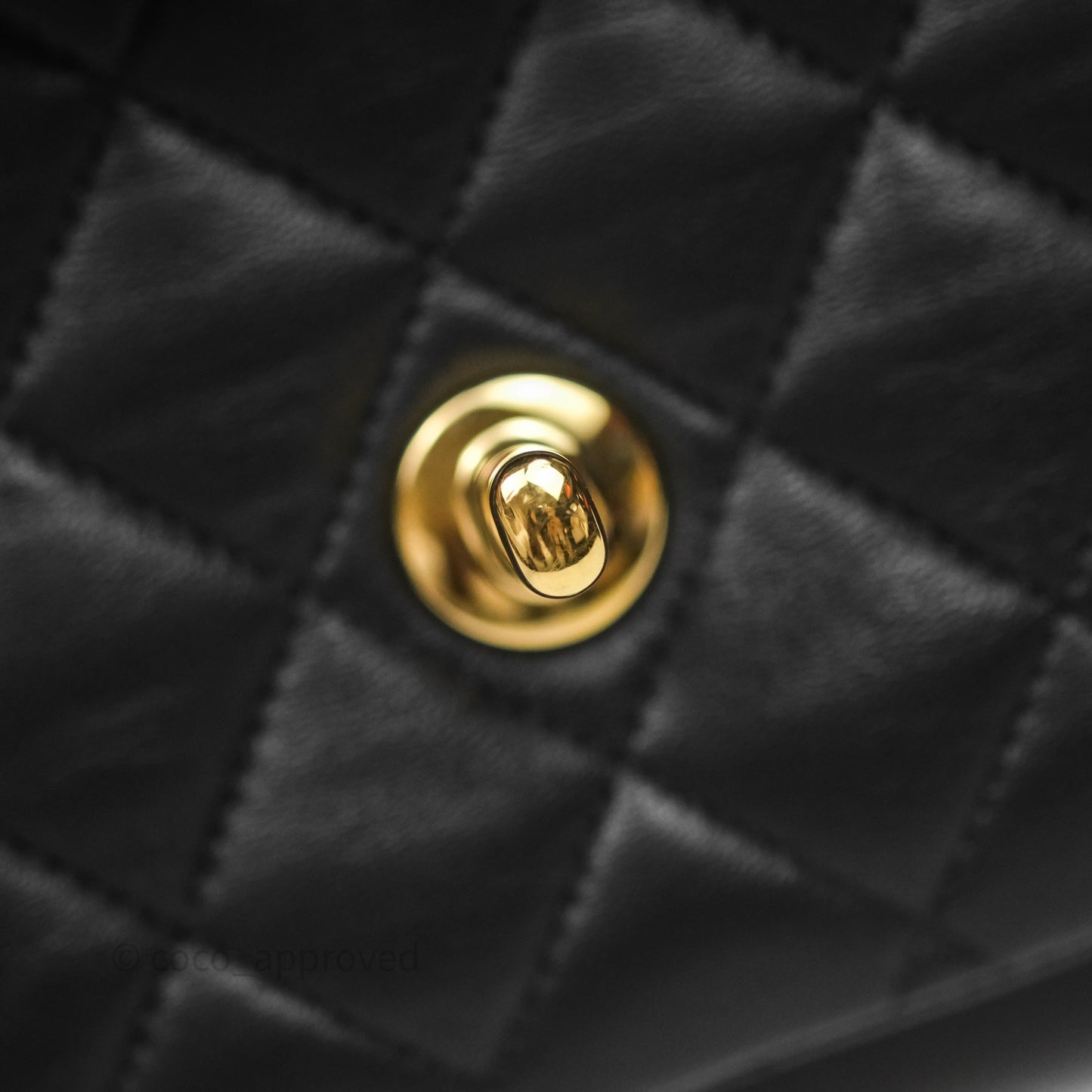 Chanel Classic M/L Medium Flap Quilted Black Lambskin Gold Hardware