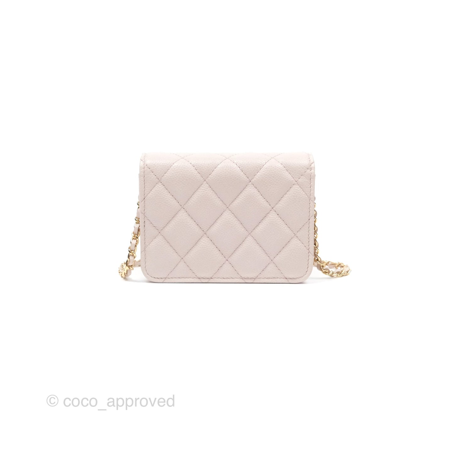 Chanel Miss Coco Clutch With Chain Quilted Lilac Pink Caviar Gold Hardware