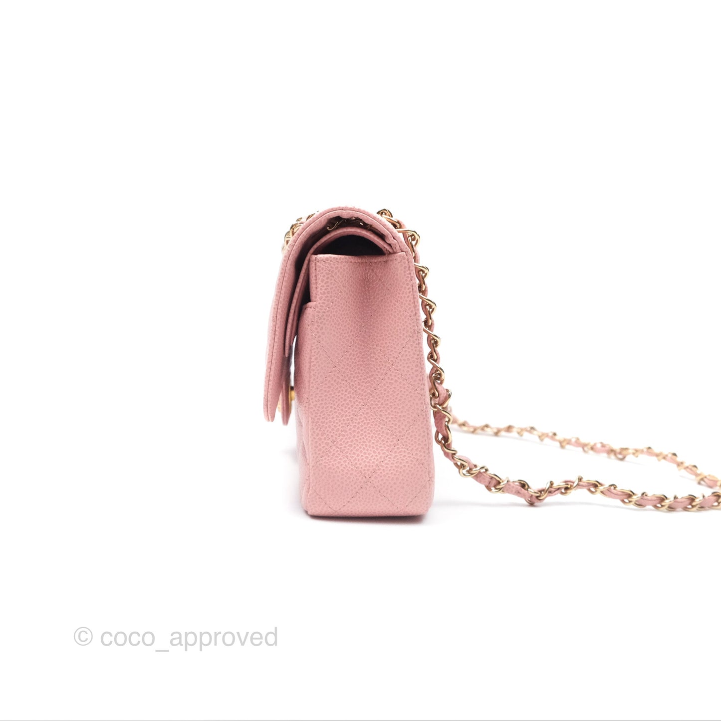 Chanel Vintage Classic M/L Medium Flap Quilted Sakura Pink Caviar 24K Gold Hardware