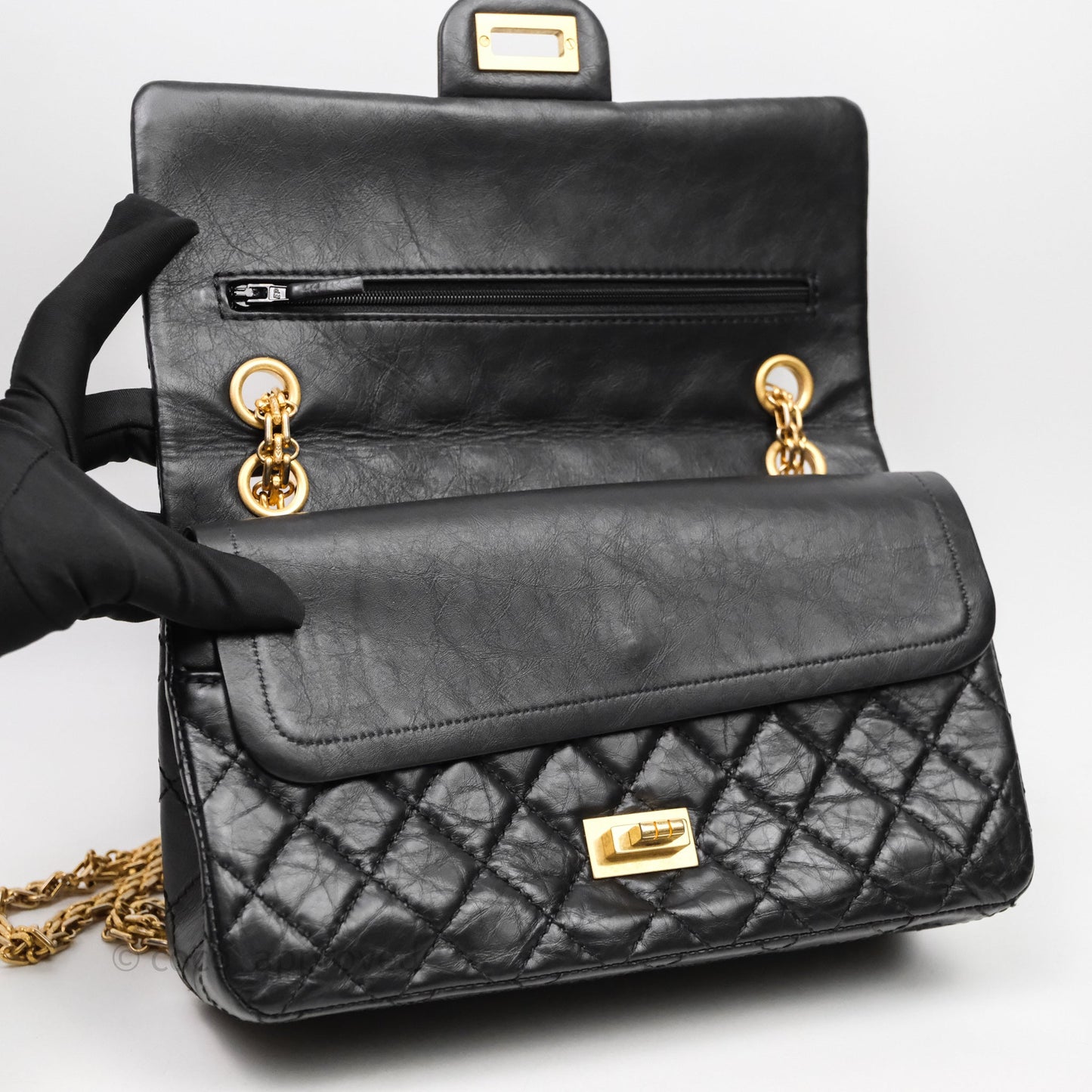 Chanel Reissue 225 Flap Black Aged Calfskin Gold Hardware