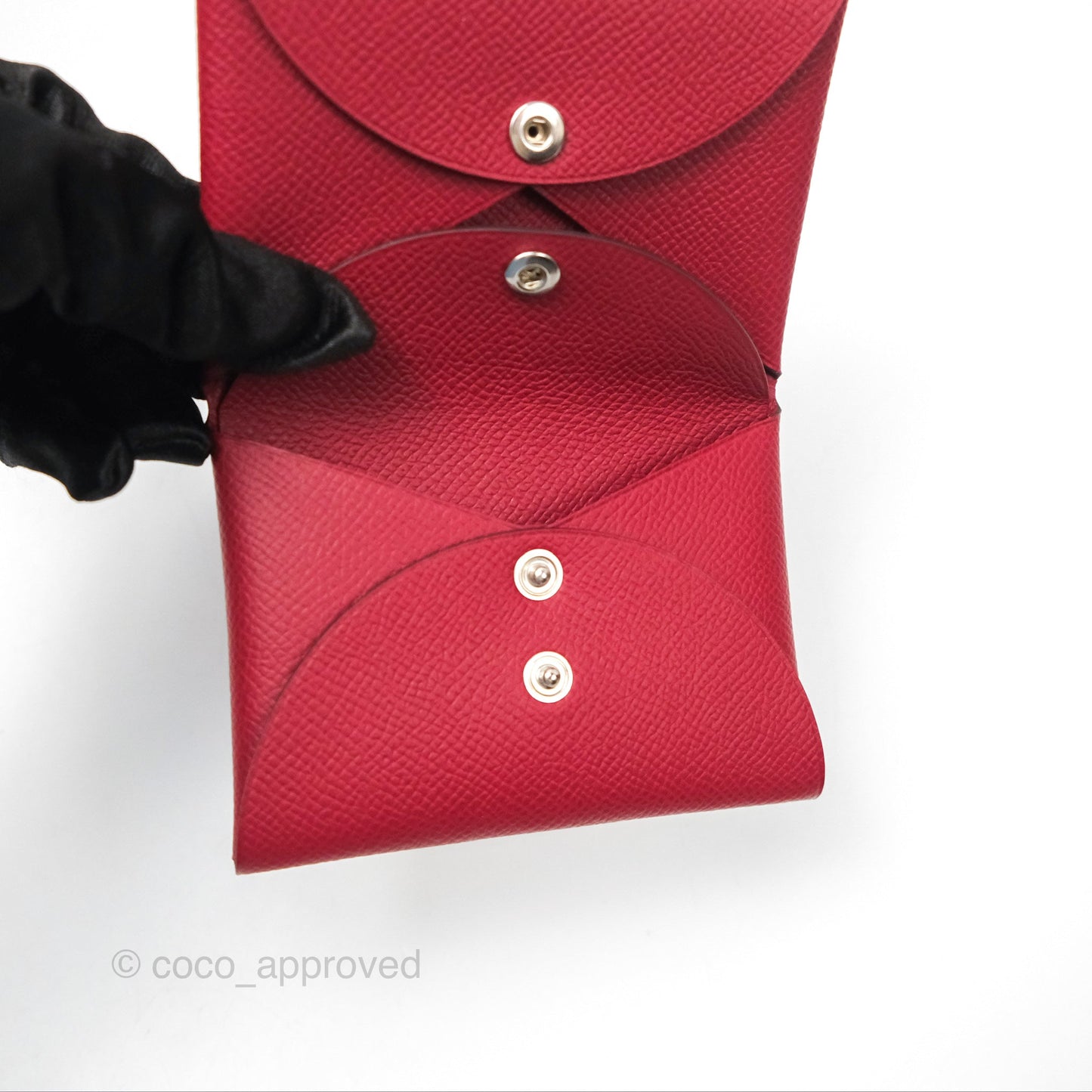 Hermès Calvi Duo Compact Card Holder Rouge Grenat Epsom