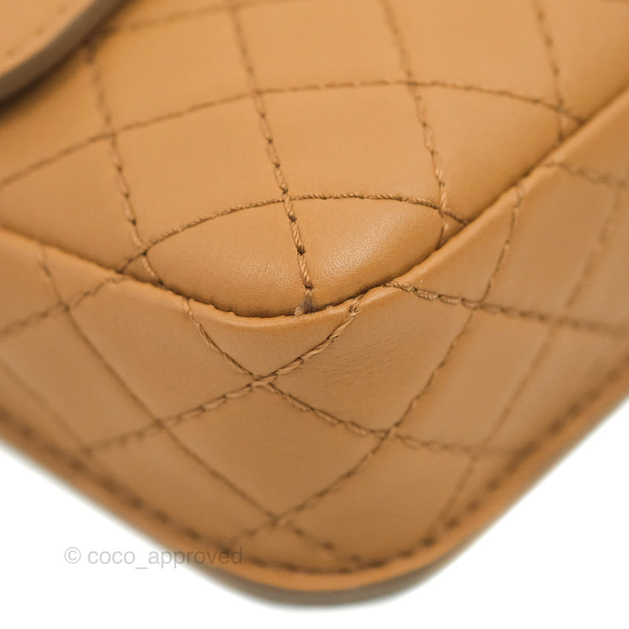 Chanel Flap Waist Bag with Leather & Tweed Coin Purses Dark Beige Calfskin