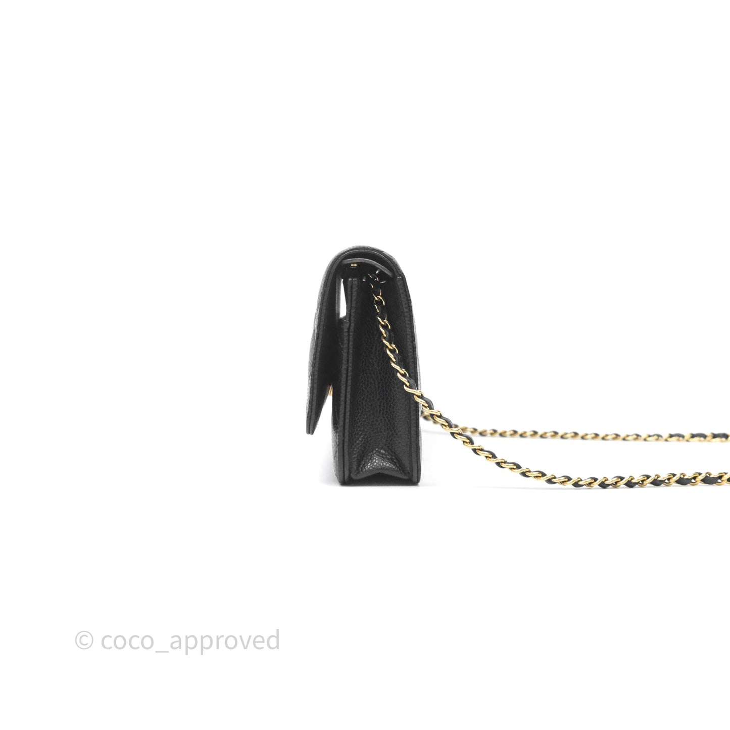 Chanel Classic Wallet On Chain WOC Quilted Black Caviar Gold Hardware