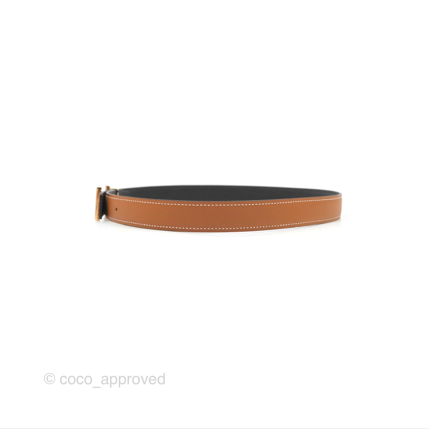 Hermès Lagune Belt Buckle & Reversible Leather Strap Gold / Noir Rose Gold Hardware 24mm