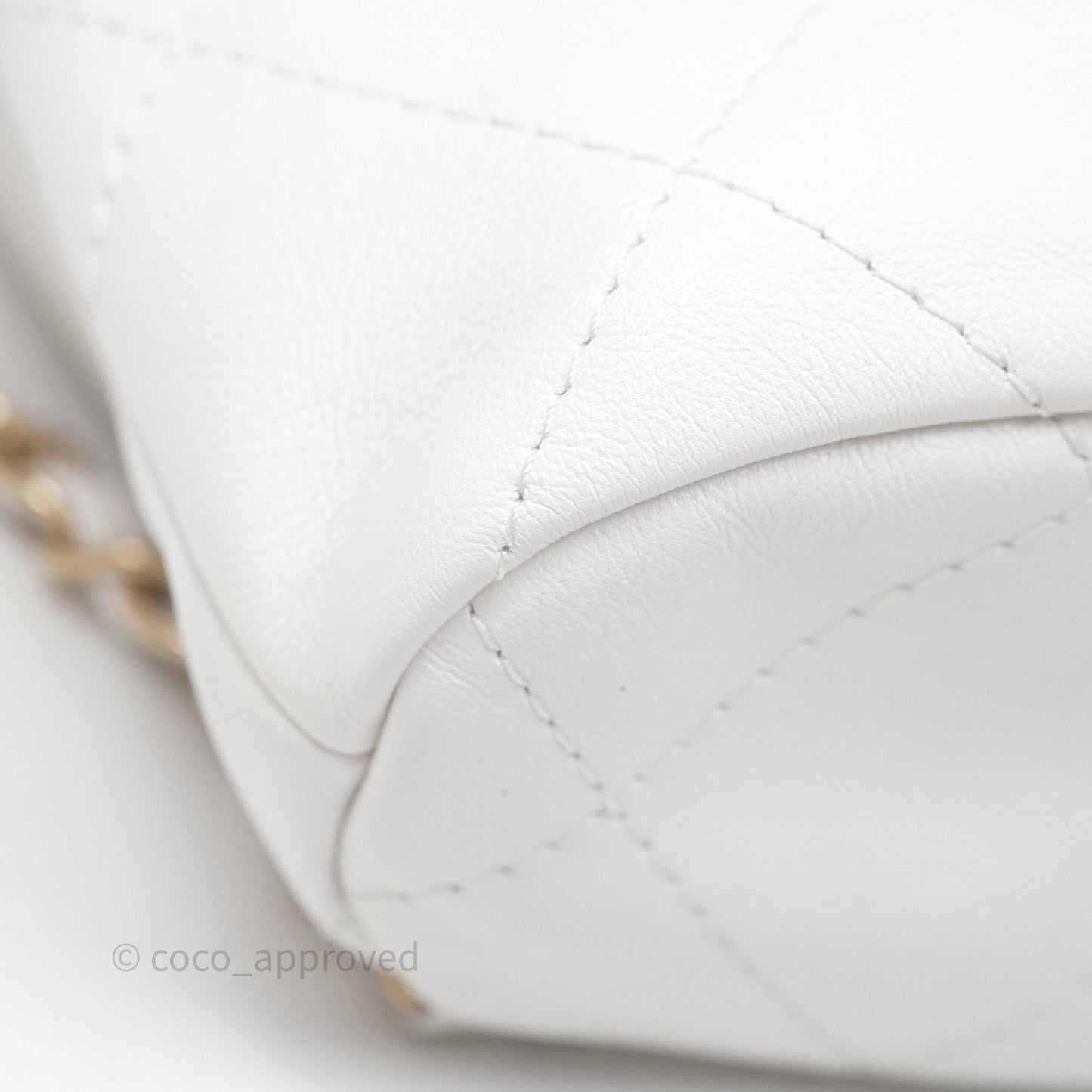 Chanel Quilted Drawstring Bucket Backpack White Calfskin Gold Hardware 24C