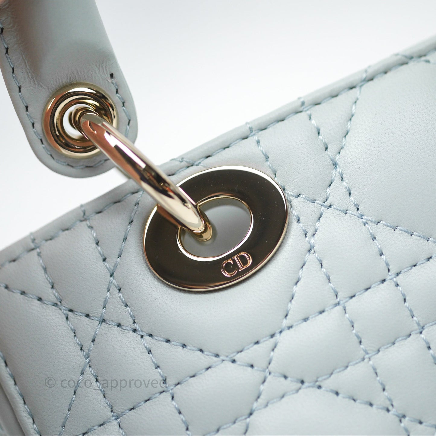 Christian Dior Micro Lady D-Joy Bag Baby Blue Lambskin Cannage Gold Hardware