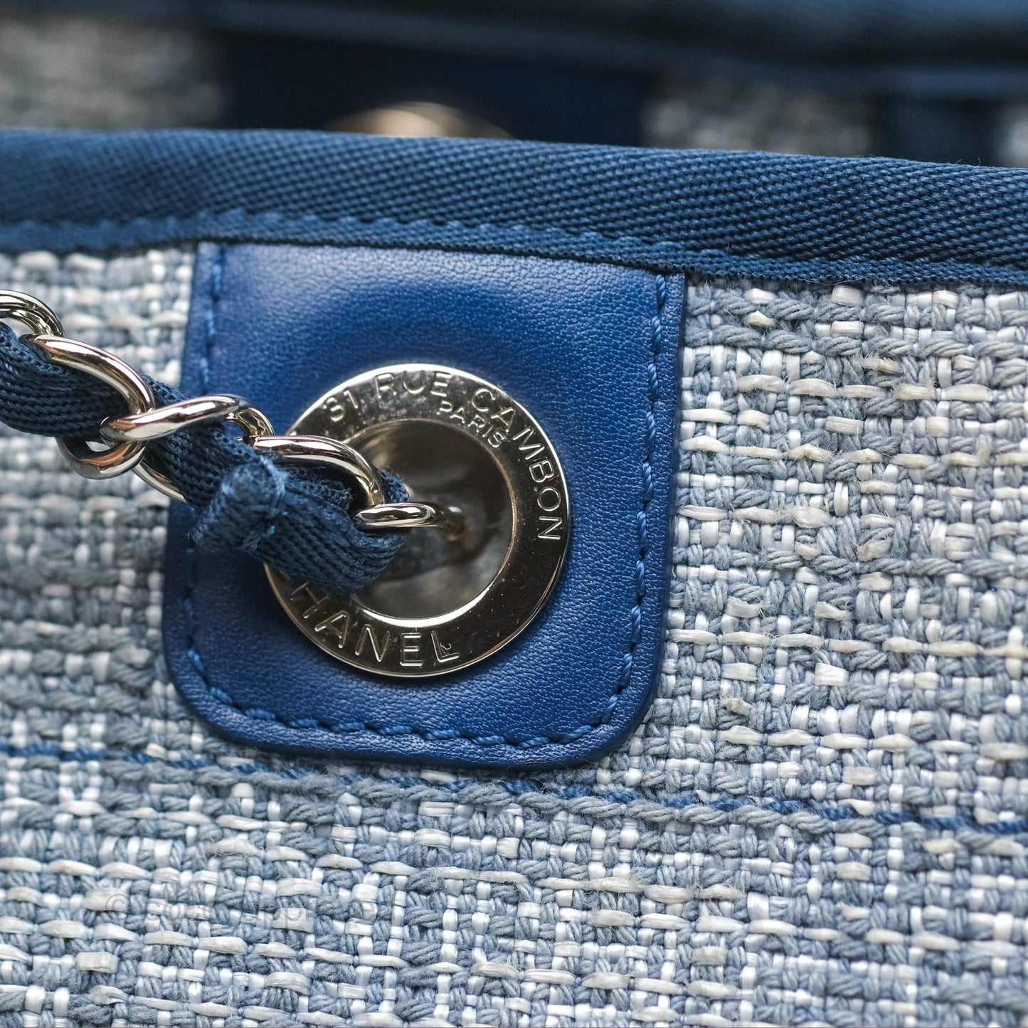 Chanel Medium Deauville Tote Blue Canvas