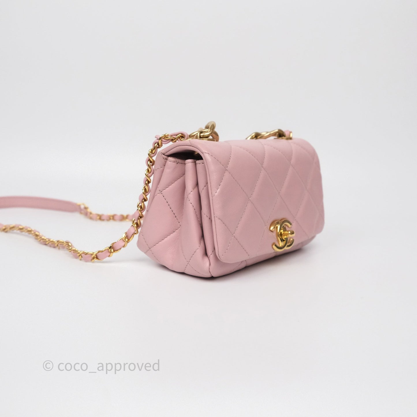 Chanel Mini Color Match Flap Quilted Pink Lambskin Aged Gold Hardware