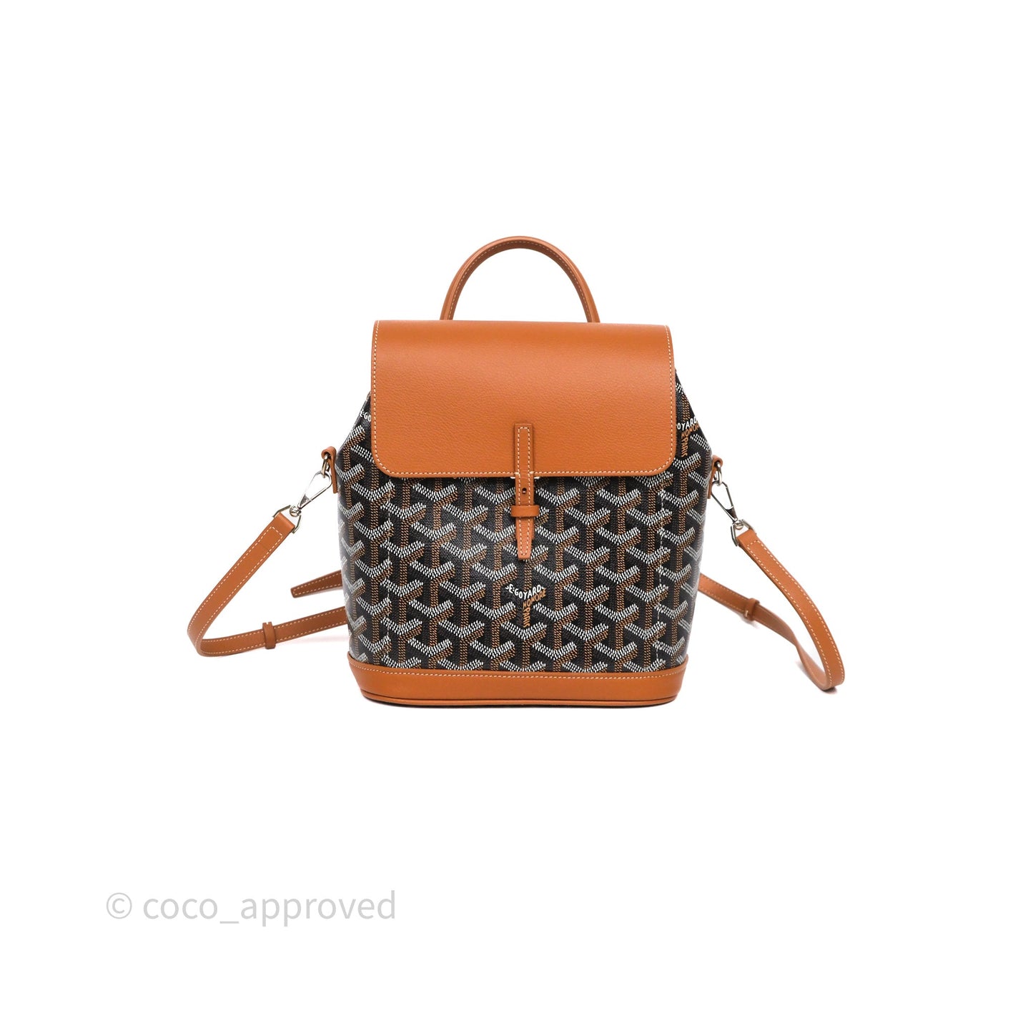 Goyard Mini Alpin Backpack Black/ Tan  Goyardine Calfskin