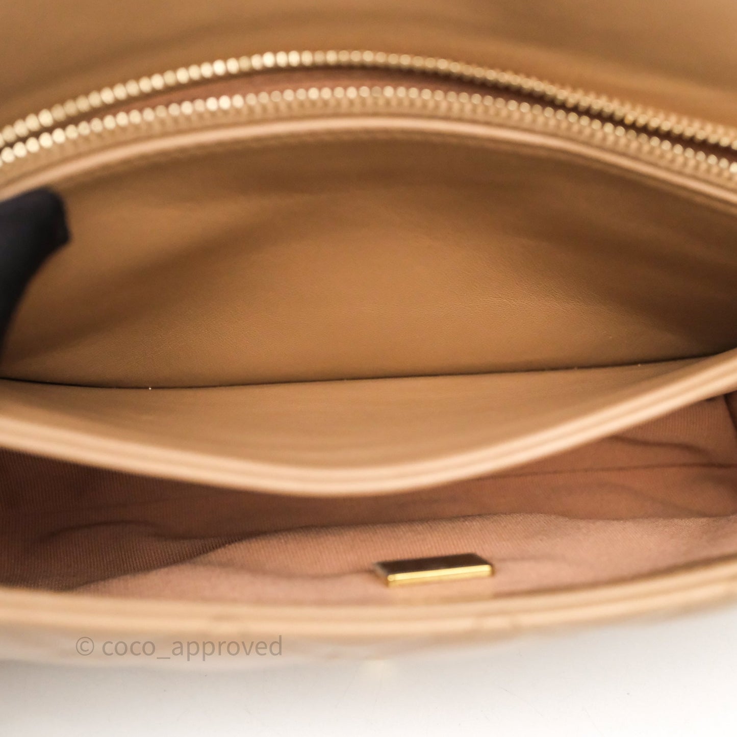 Chanel Medium All Slide Adjustable Chain Flap Bag Beige Lambskin Aged Gold Hardware