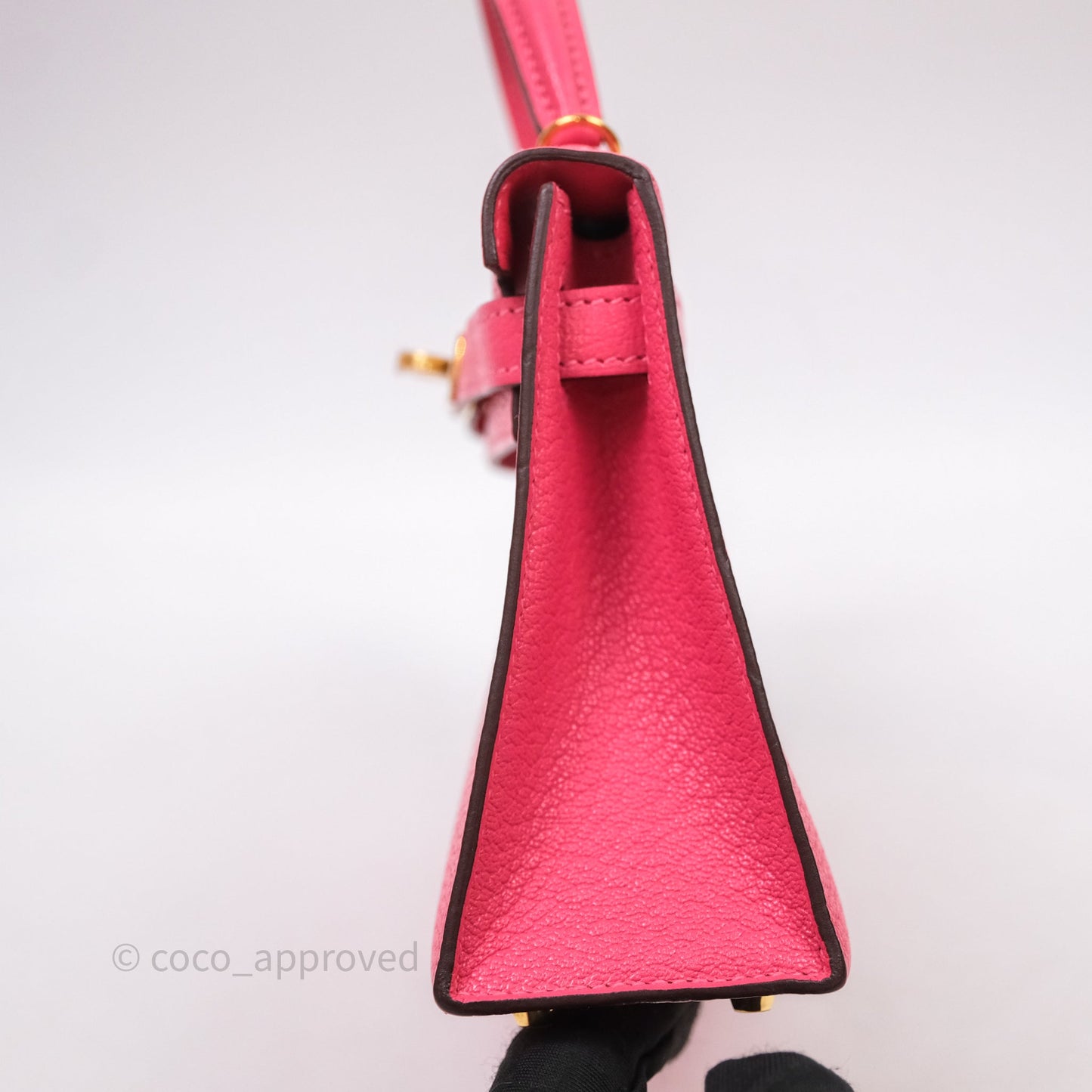 Hermes Mini Kelly II Chevre Mysore U5 Rose Lipstick Gold Hardware