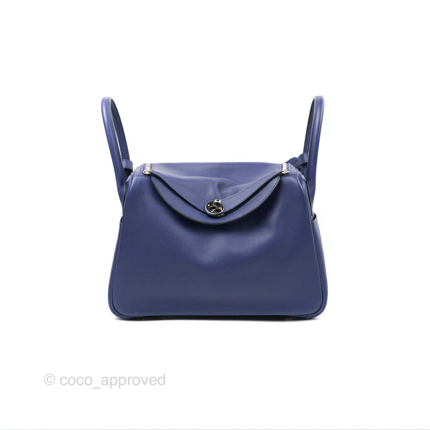 Hermès Lindy Tressage De Cuir 30 Bleu Encre/Brique/Black Swift Palladium Hardware