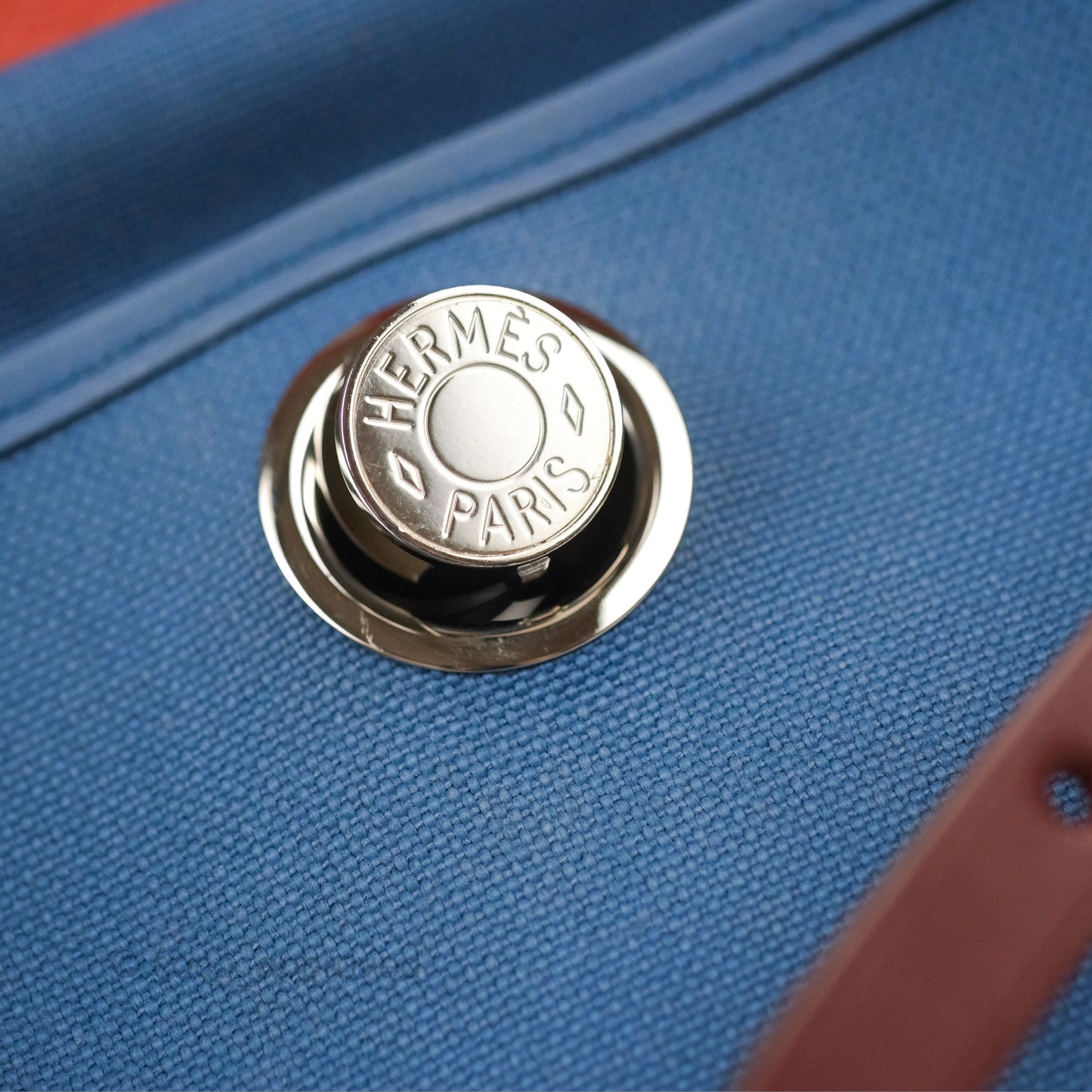 Hermès Herbag Zip 31 Rouge H/Bleu Agate Canvas Palladium Hardware
