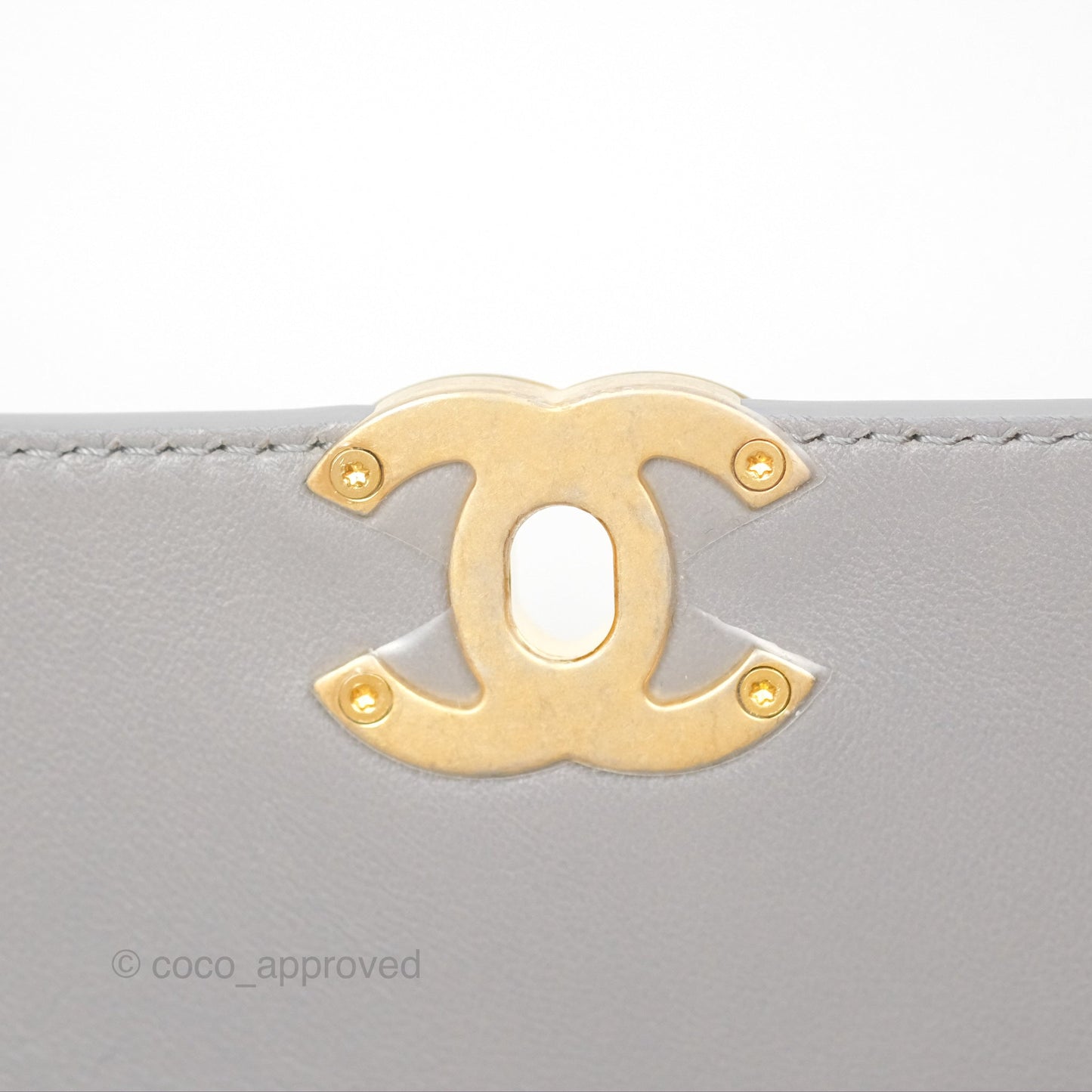 Chanel Small Quilted Coco Luxe Flap Bag Grey Calfskin Aged Gold Hardware