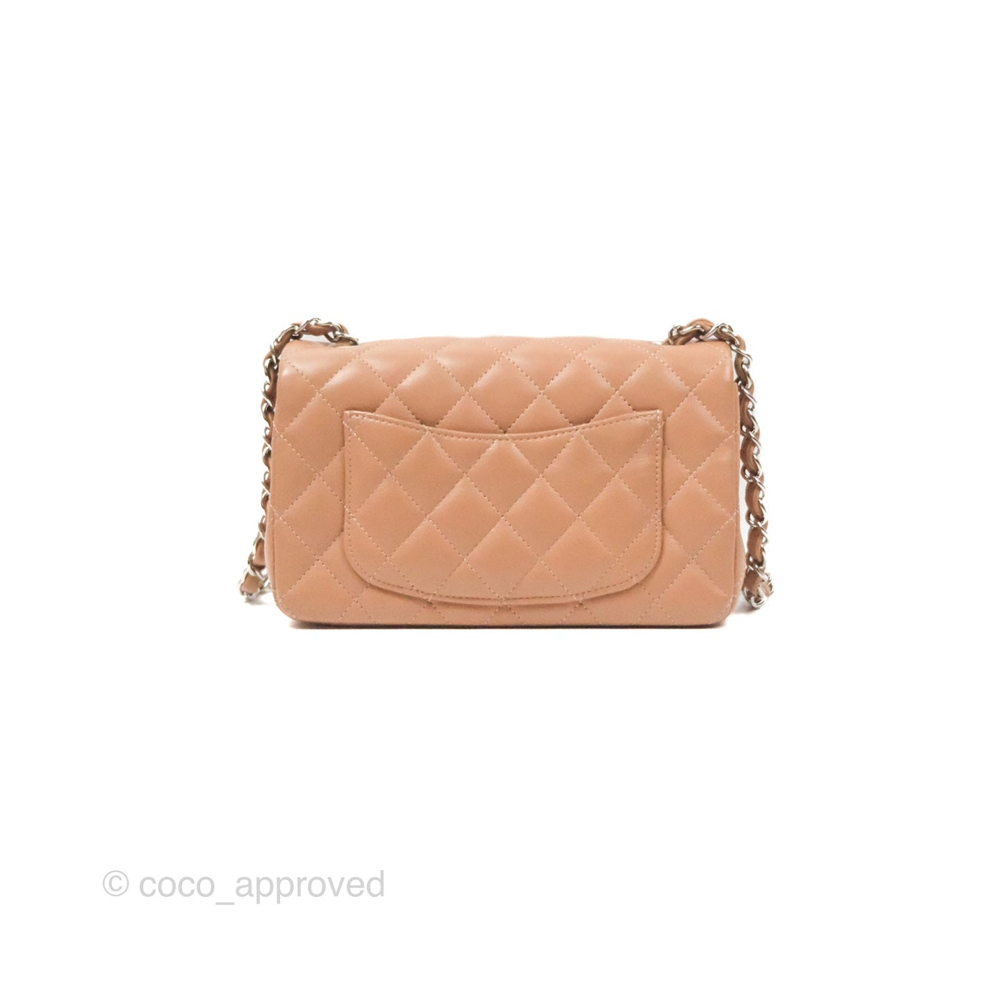 Chanel Mini Rectangular Quilted Beige Lambskin Silver Hardware
