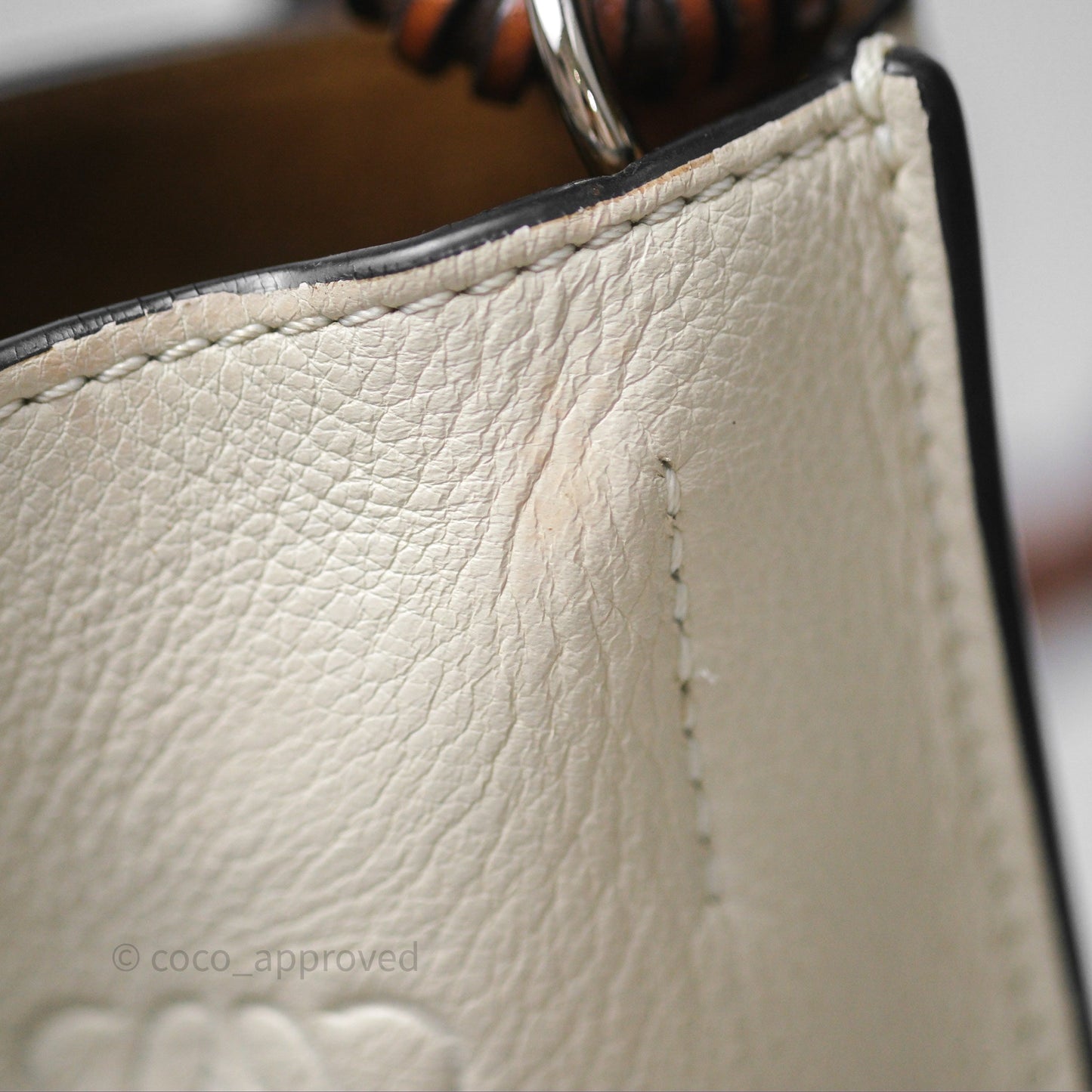 Loewe Gate Bucket Handle Bag Soft White Grained Calfskin