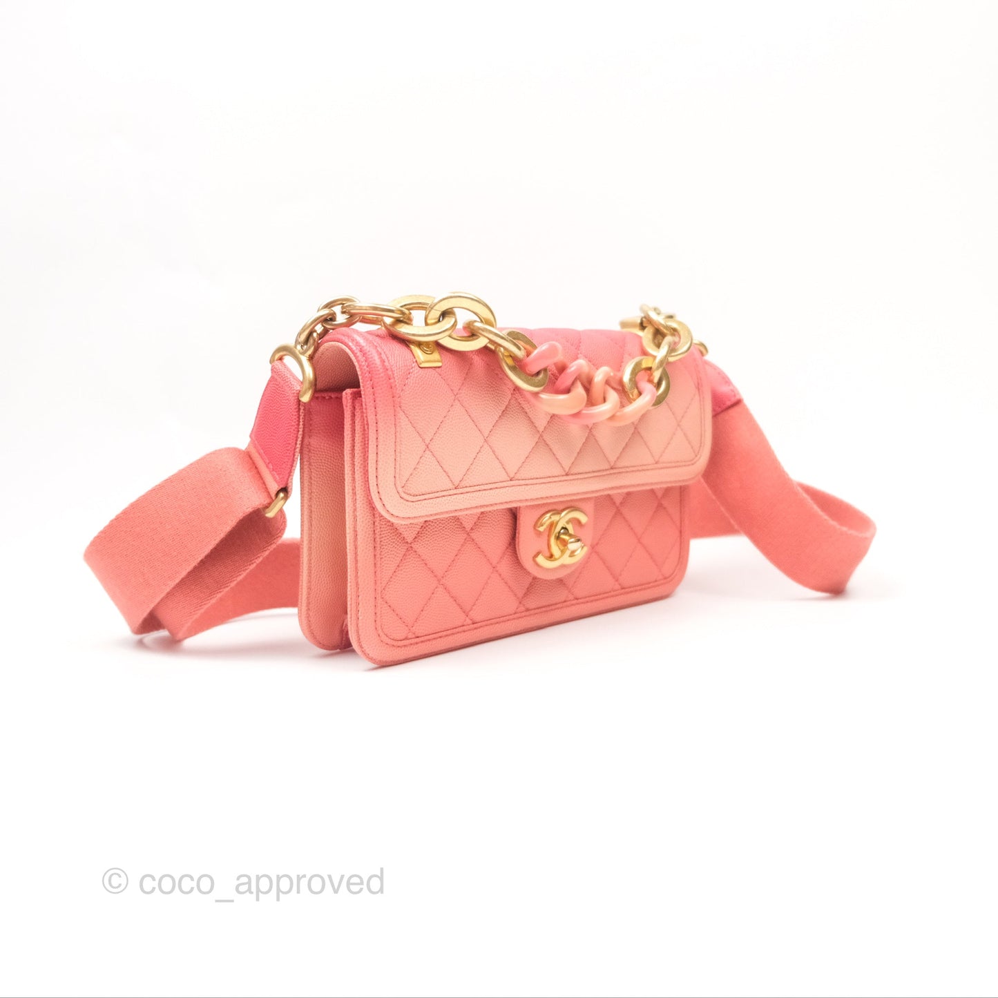 Chanel Sunset On The Sea Flap Bag Pink Caviar Aged Gold Hardware