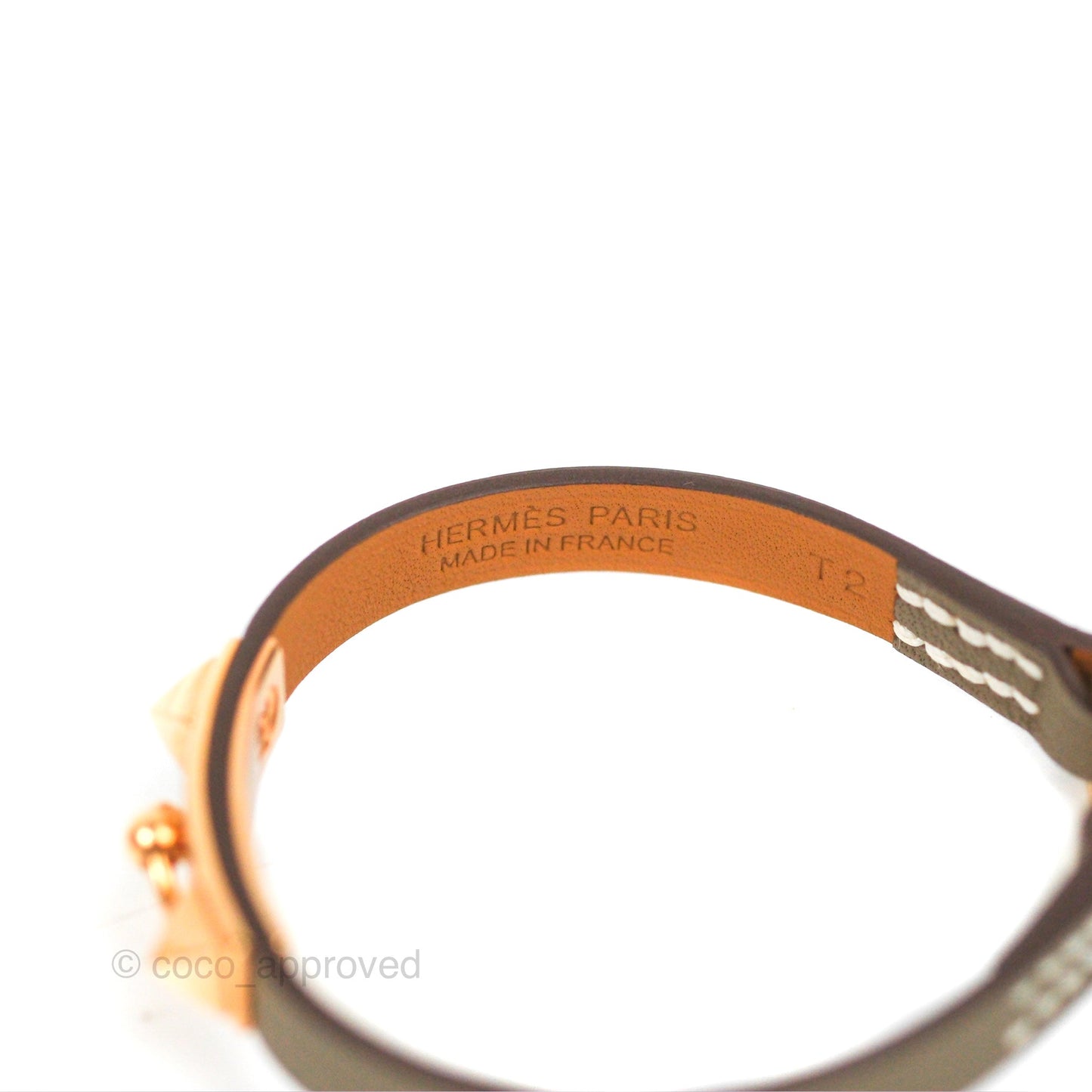 Hermès Rivale Mini Bracelet Etoupe Swift Rose Gold Hardware