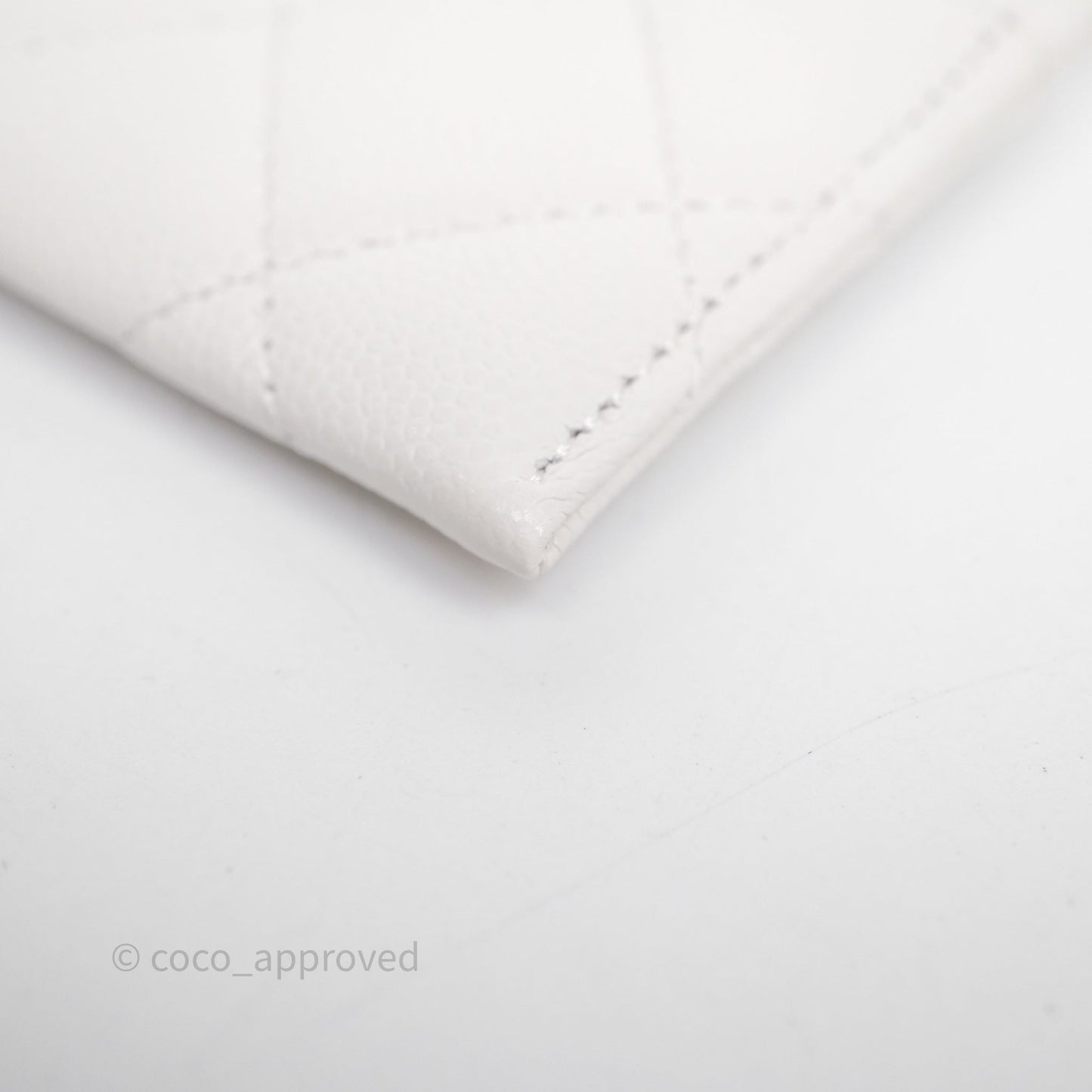 Chanel Crystal CC Quilted Flat Card Holder White Caviar