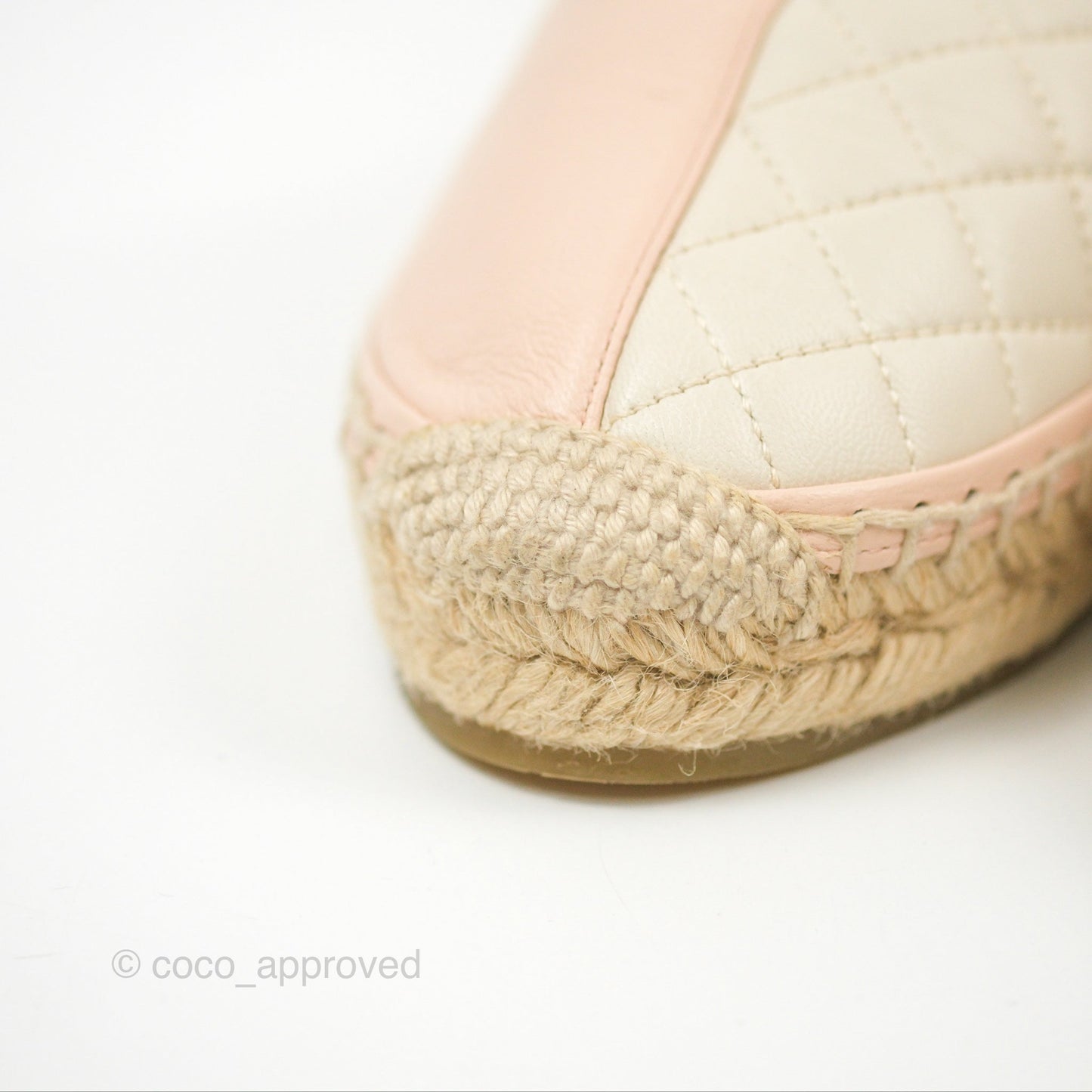 Chanel Espadrille Quilted White/Pink Size 38