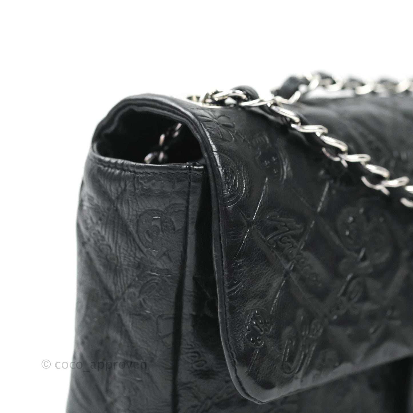 Chanel Small Embroidered Flap Bag Black Silver Hardware
