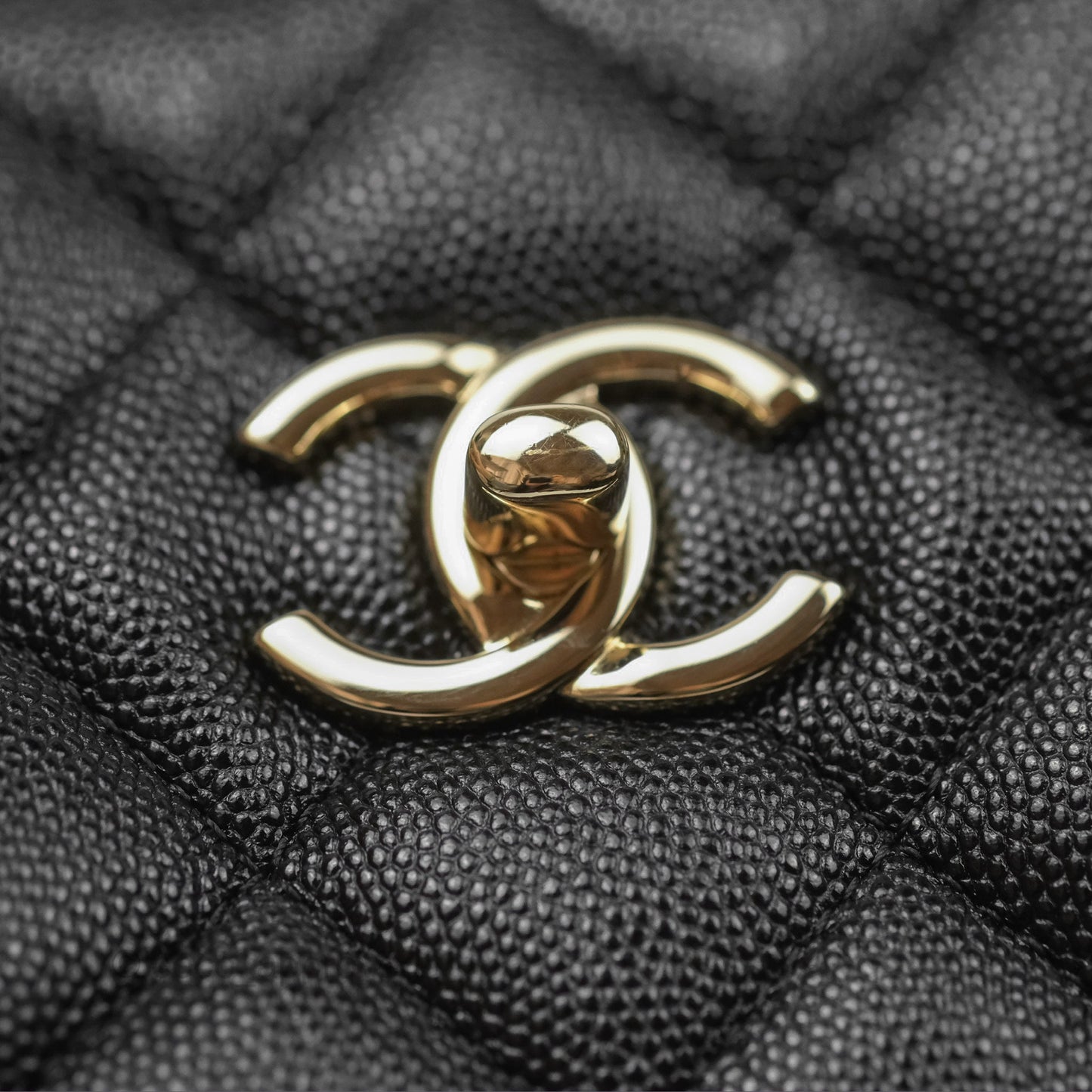 Chanel Large Shopping Tote Quilted Black Caviar Gold Hardware