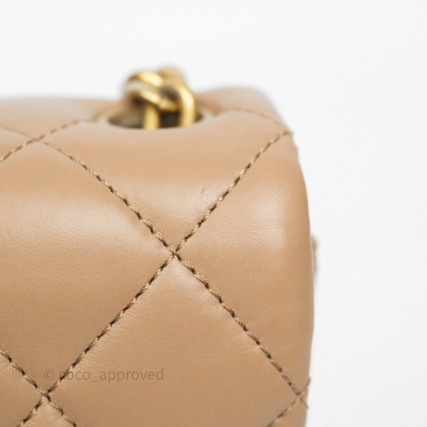 Chanel Medium All Slide Adjustable Chain Flap Bag Beige Lambskin Aged Gold Hardware